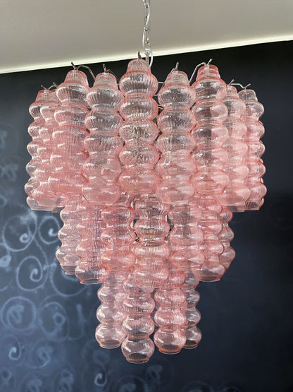 Murano Lysekrone | 48 Rosa Glassrør