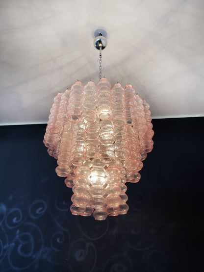 Murano Lysekrone | 48 Rosa Glassrør