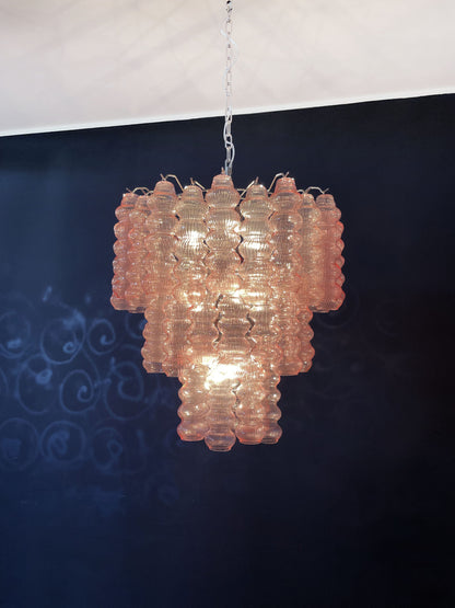 Murano Lysekrone | 48 Rosa Glassrør