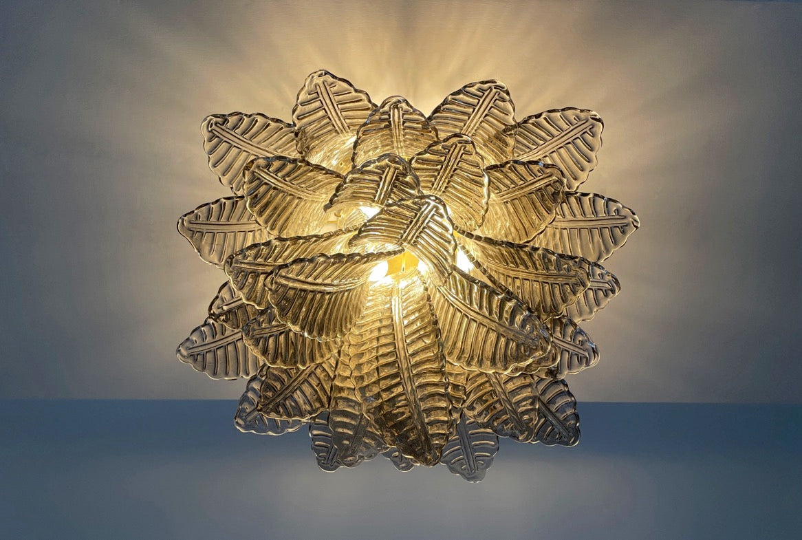 Murano Taklampe – 32 Røykfargede Gull Felciglass – detalj 2 – Murano Classics