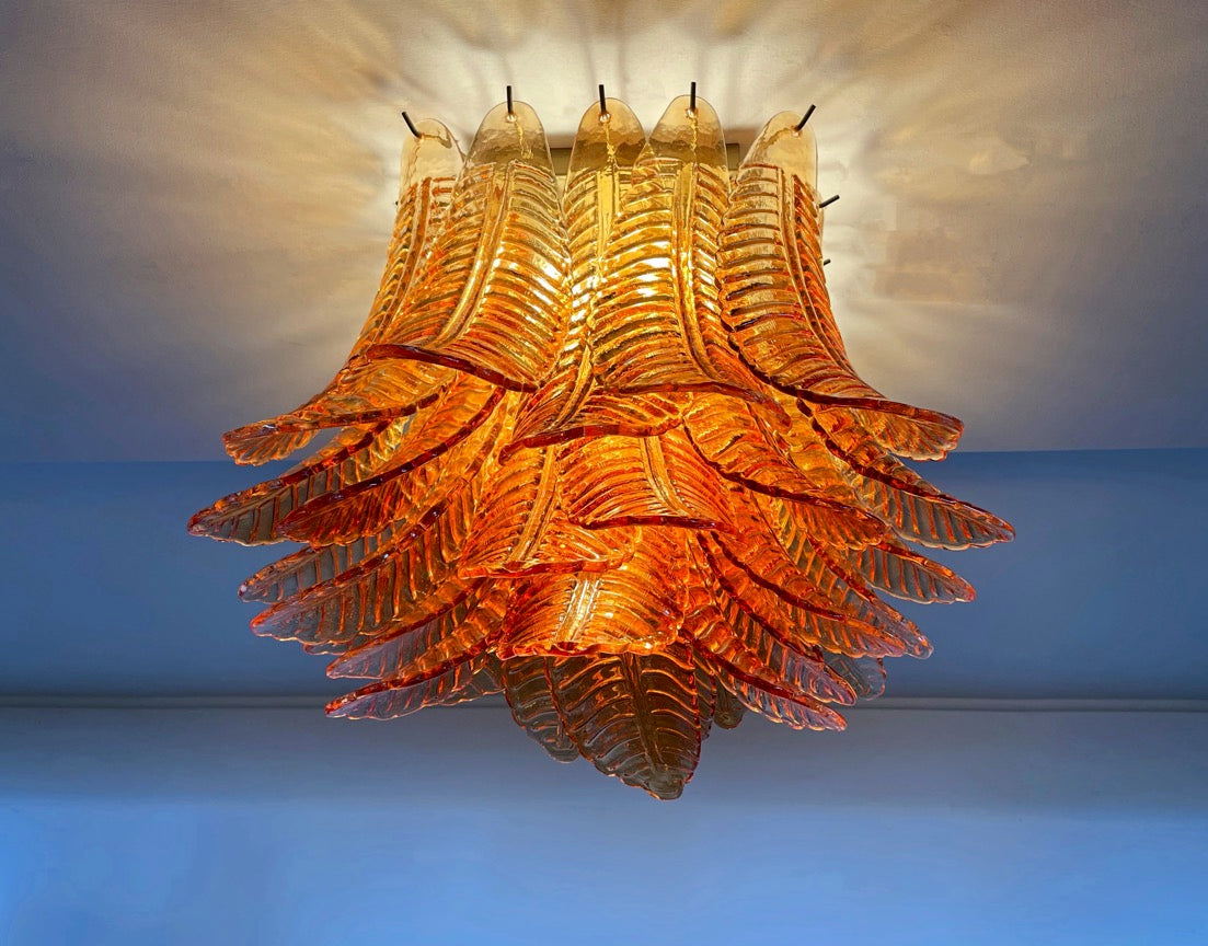 Murano Ceiling Lamp – 32 Yellow Gold Felci Glass – detail 5 – Murano Classics
