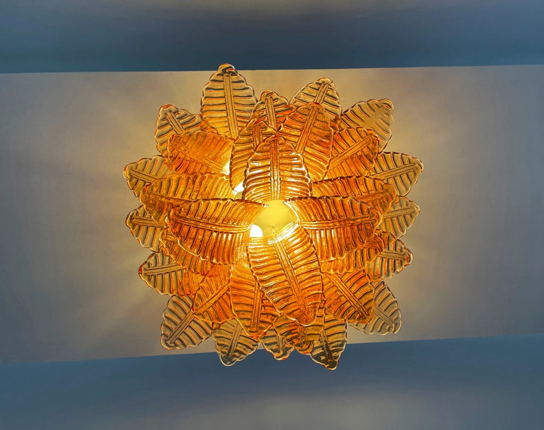 Murano Ceiling Lamp – 32 Yellow Gold Felci Glass – detail 1 – Murano Classics
