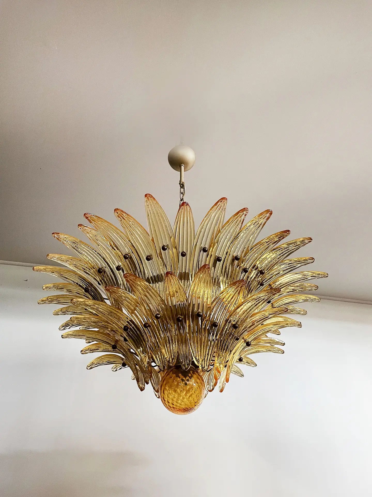 Murano Chandelier – 58 Yellow Palmette Glass – detail 2 – Murano Classics