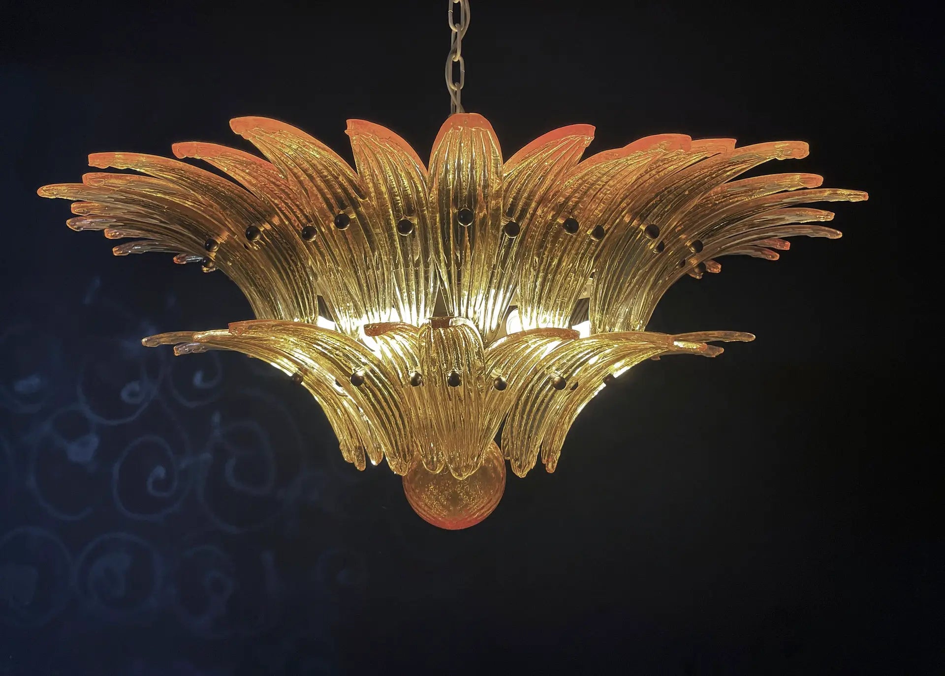 Murano Chandelier – 58 Yellow Palmette Glass – detail 9 – Murano Classics