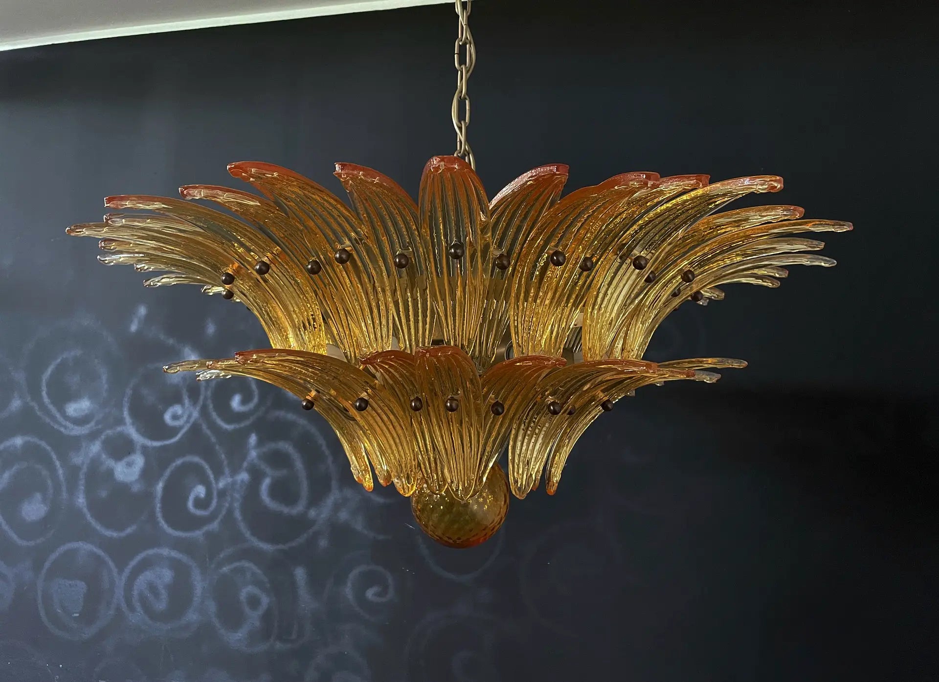Murano Chandelier – 58 Yellow Palmette Glass – detail 4 – Murano Classics