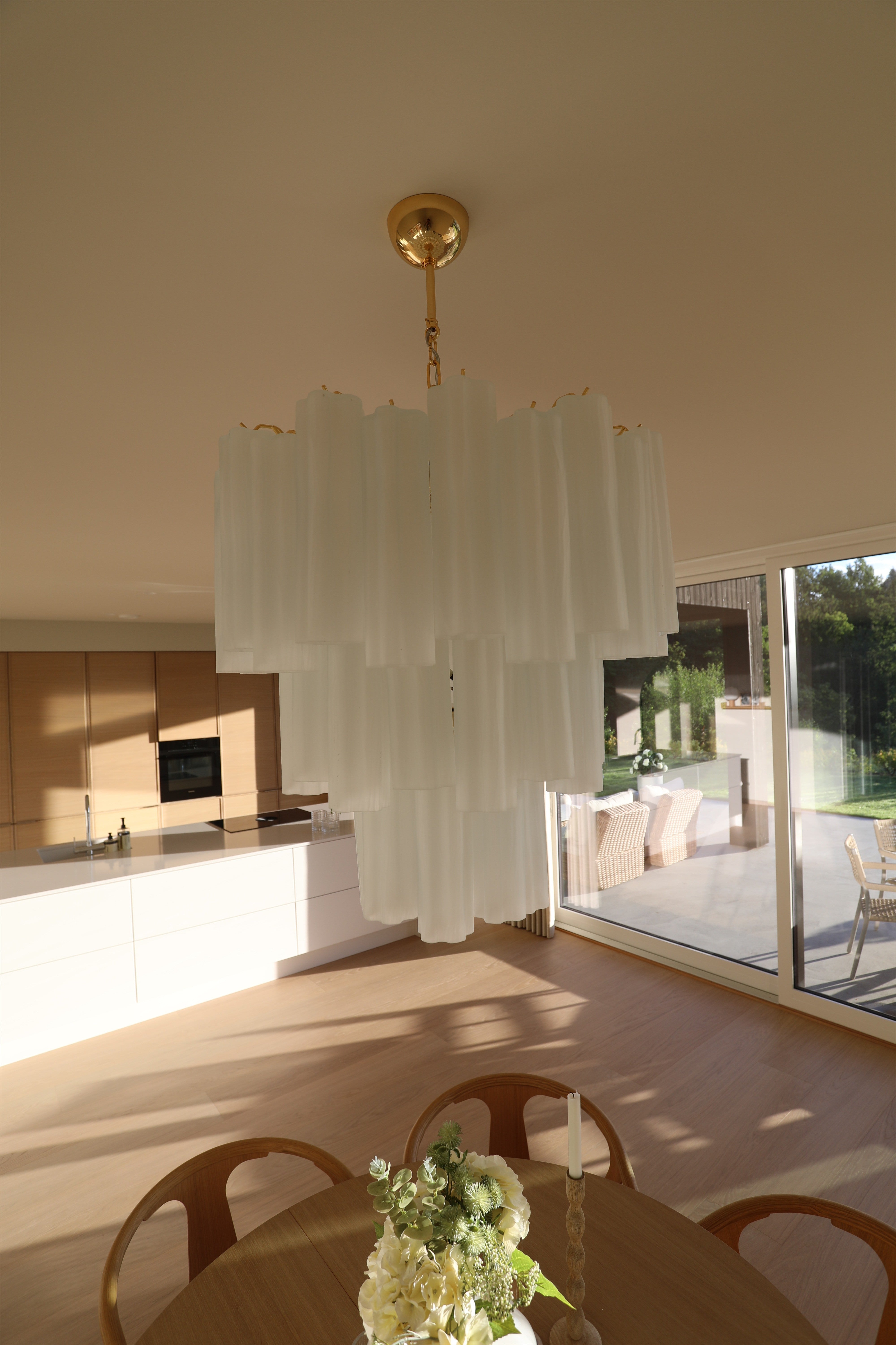 Murano Chandelier | 48 Matte White Glass Tubes