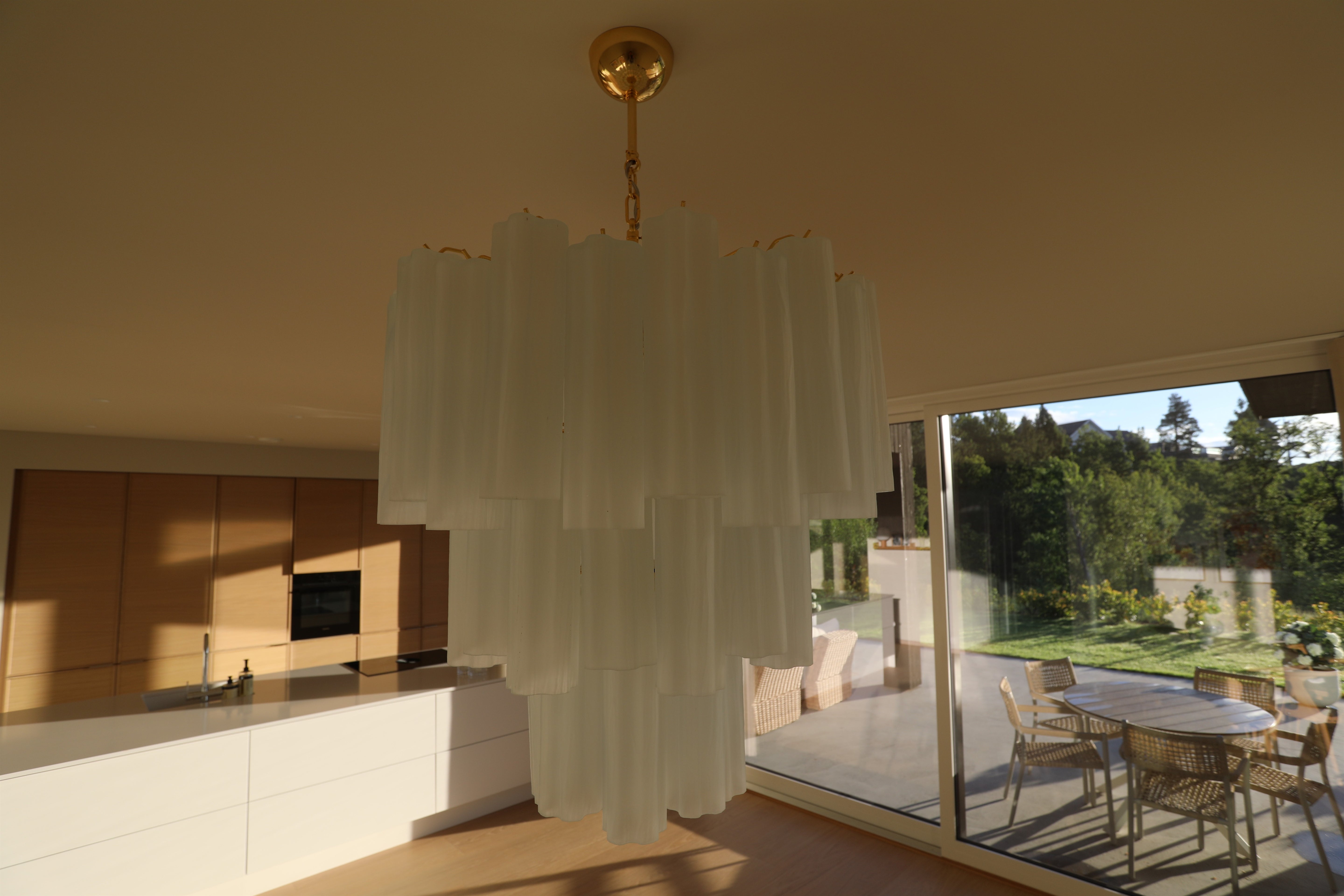 Murano Chandelier | 48 Matte White Glass Tubes