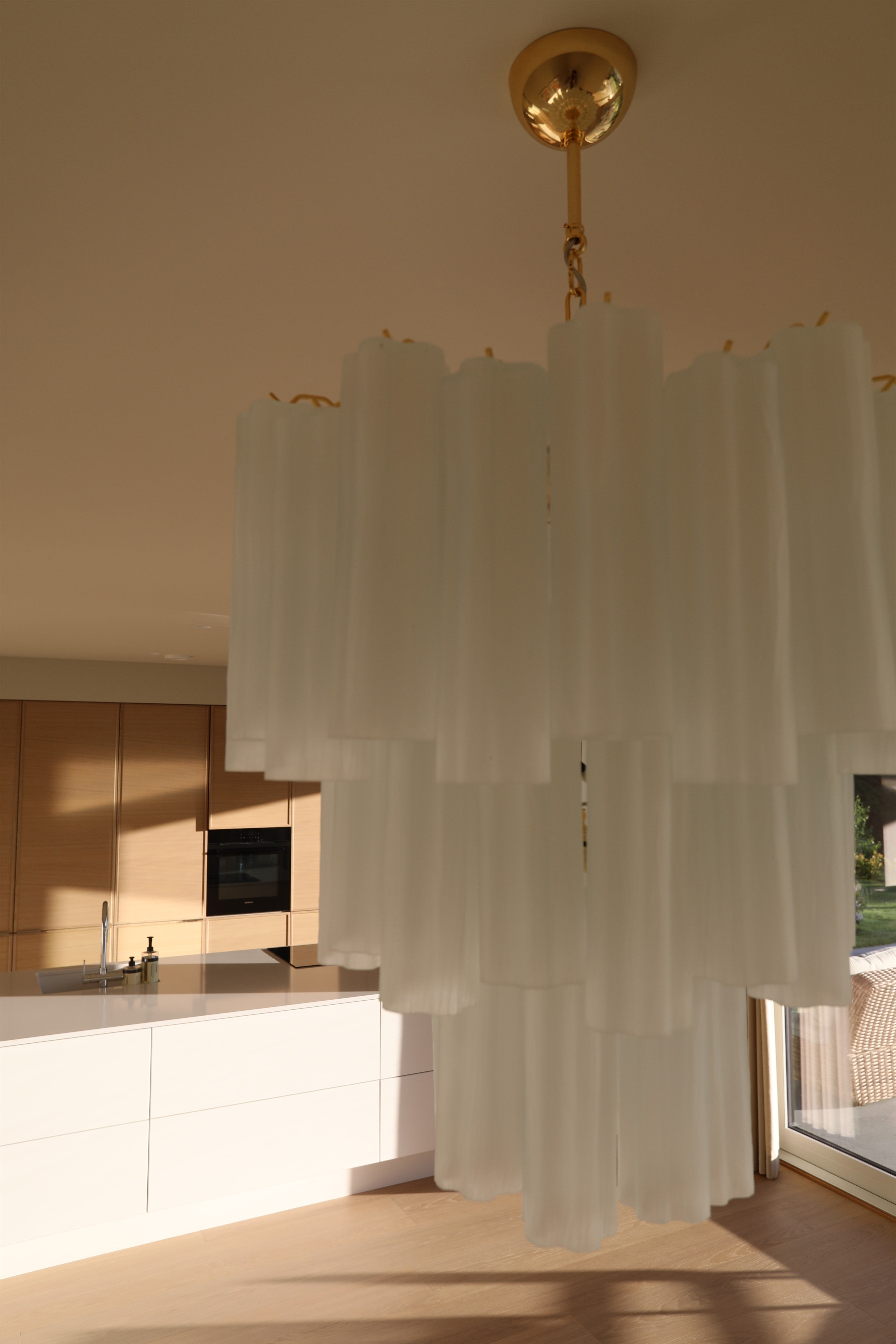Murano Chandelier | 48 Matte White Glass Tubes
