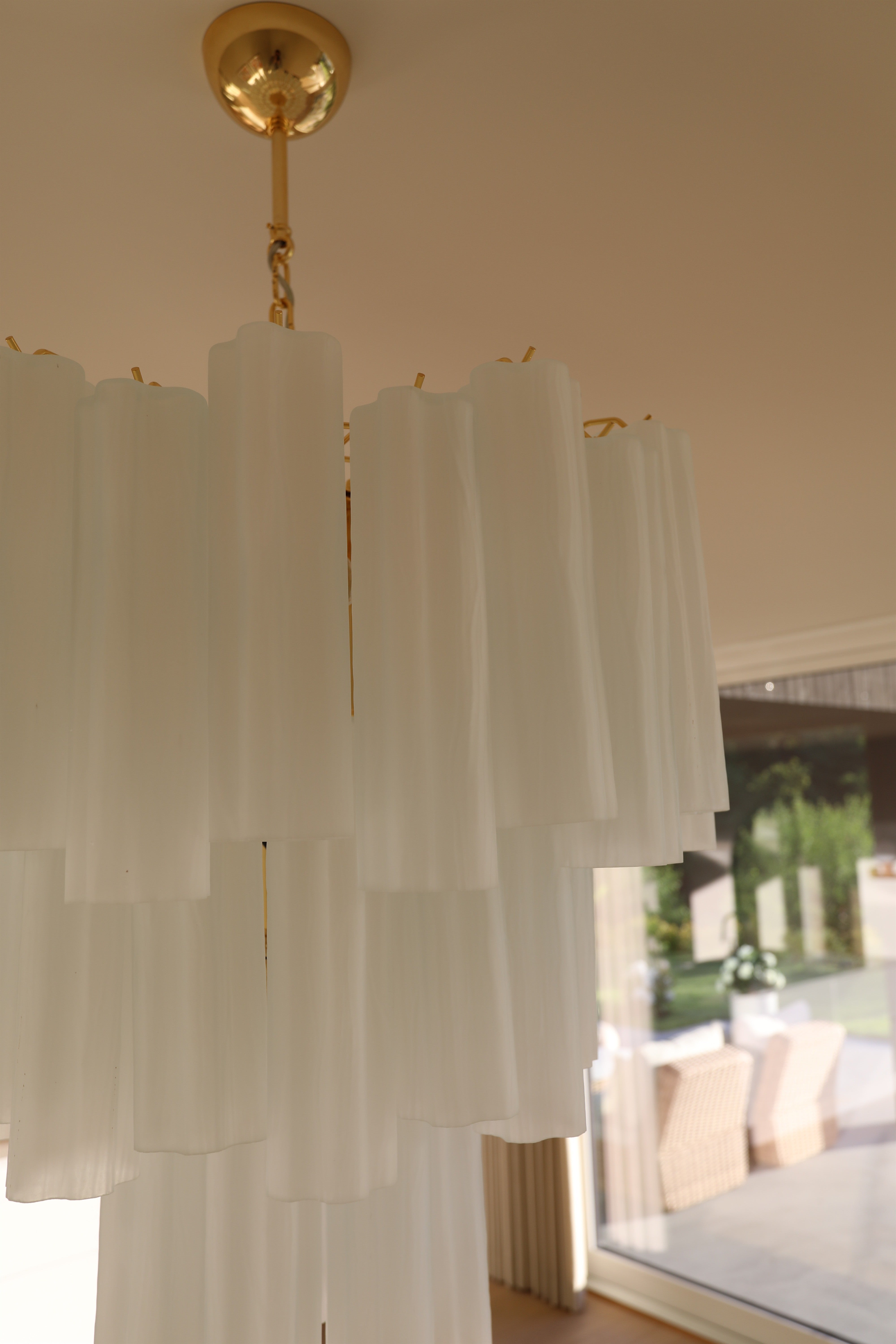 Murano Chandelier | 48 Matte White Glass Tubes
