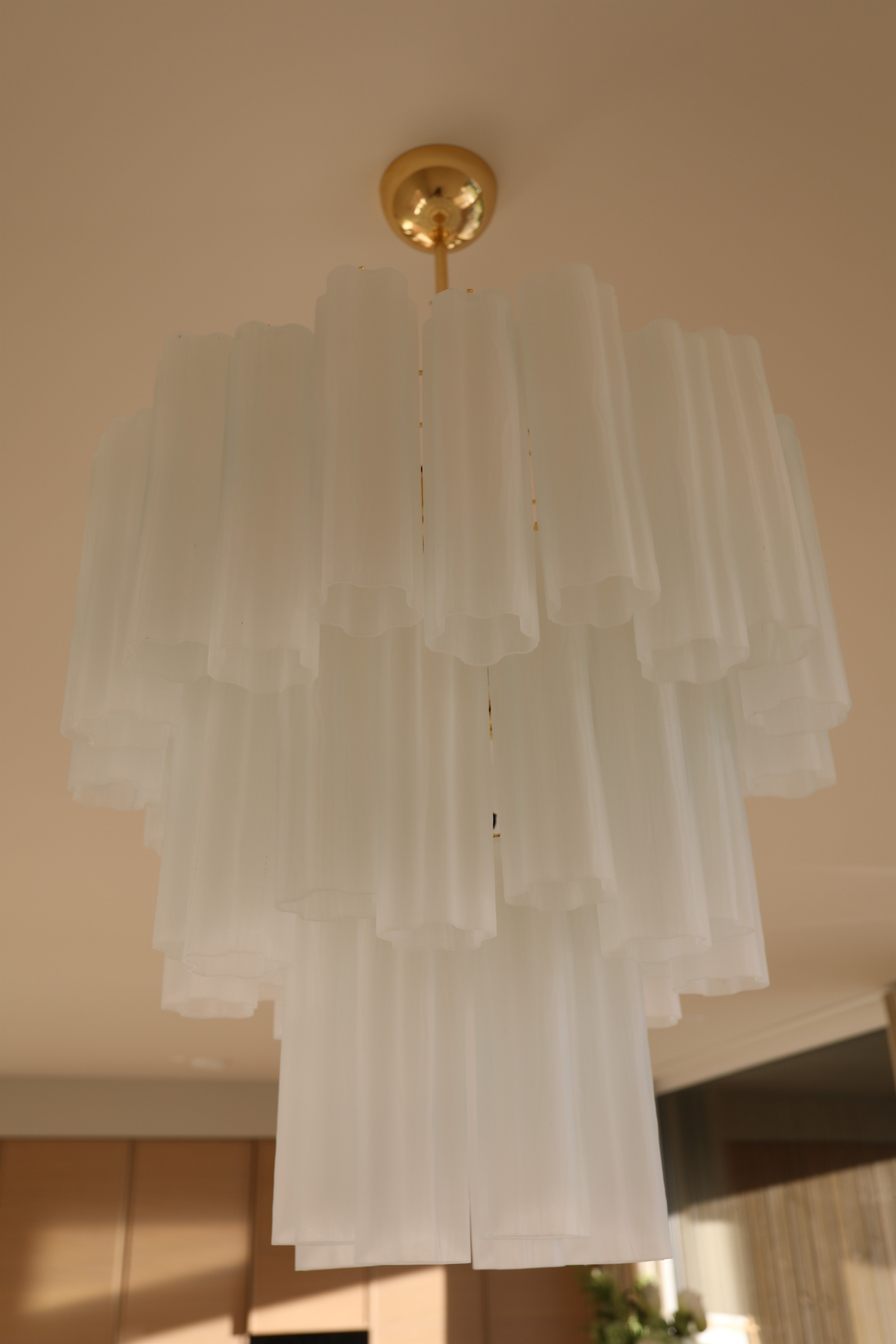 Murano Chandelier | 48 Matte White Glass Tubes