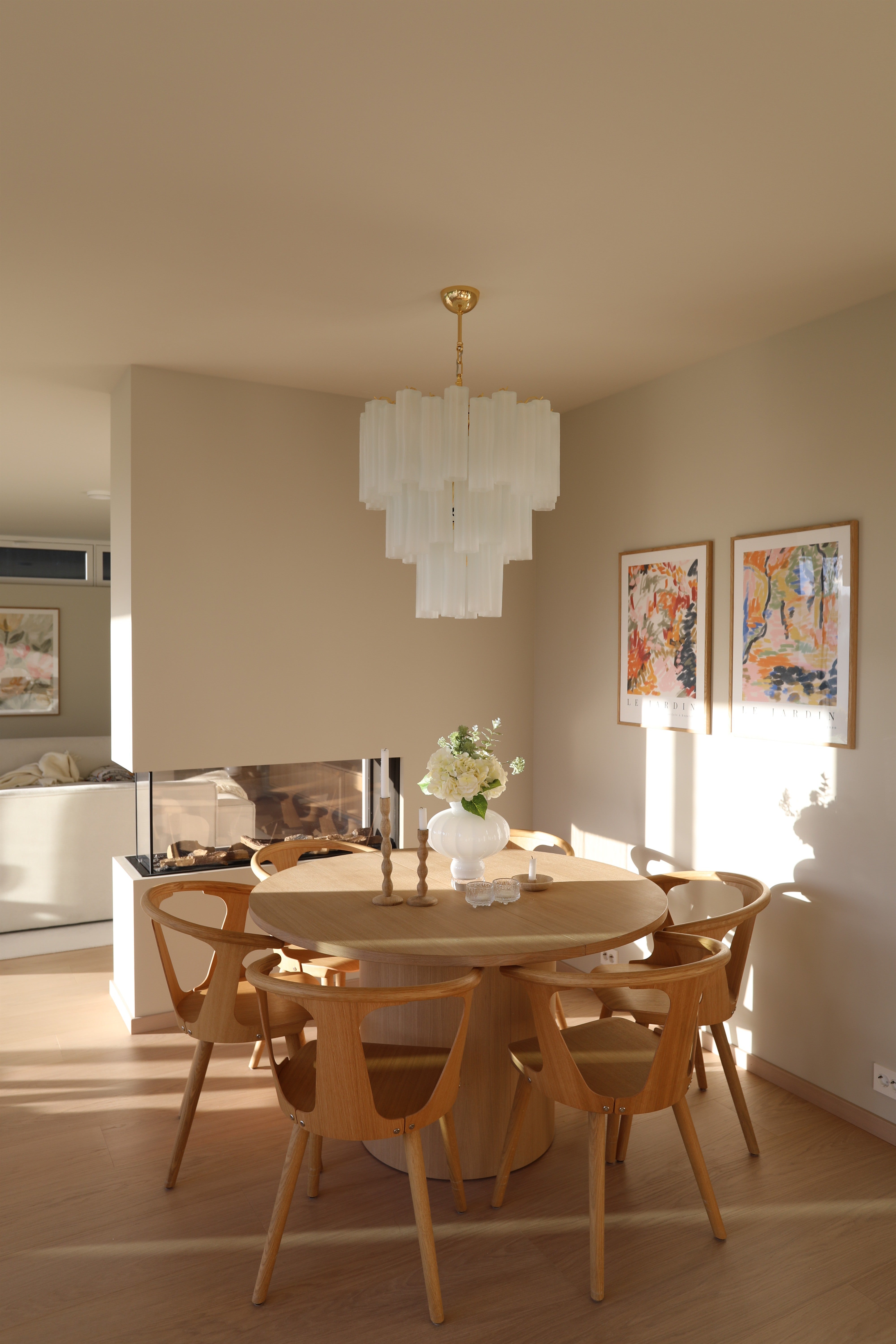 Murano Chandelier | 48 Matte White Glass Tubes