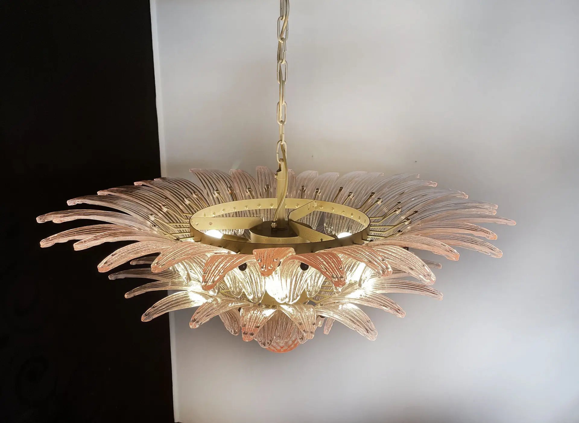 Murano Chandelier – 58 Pink Palmette Glass – detail 9 – Murano Classics
