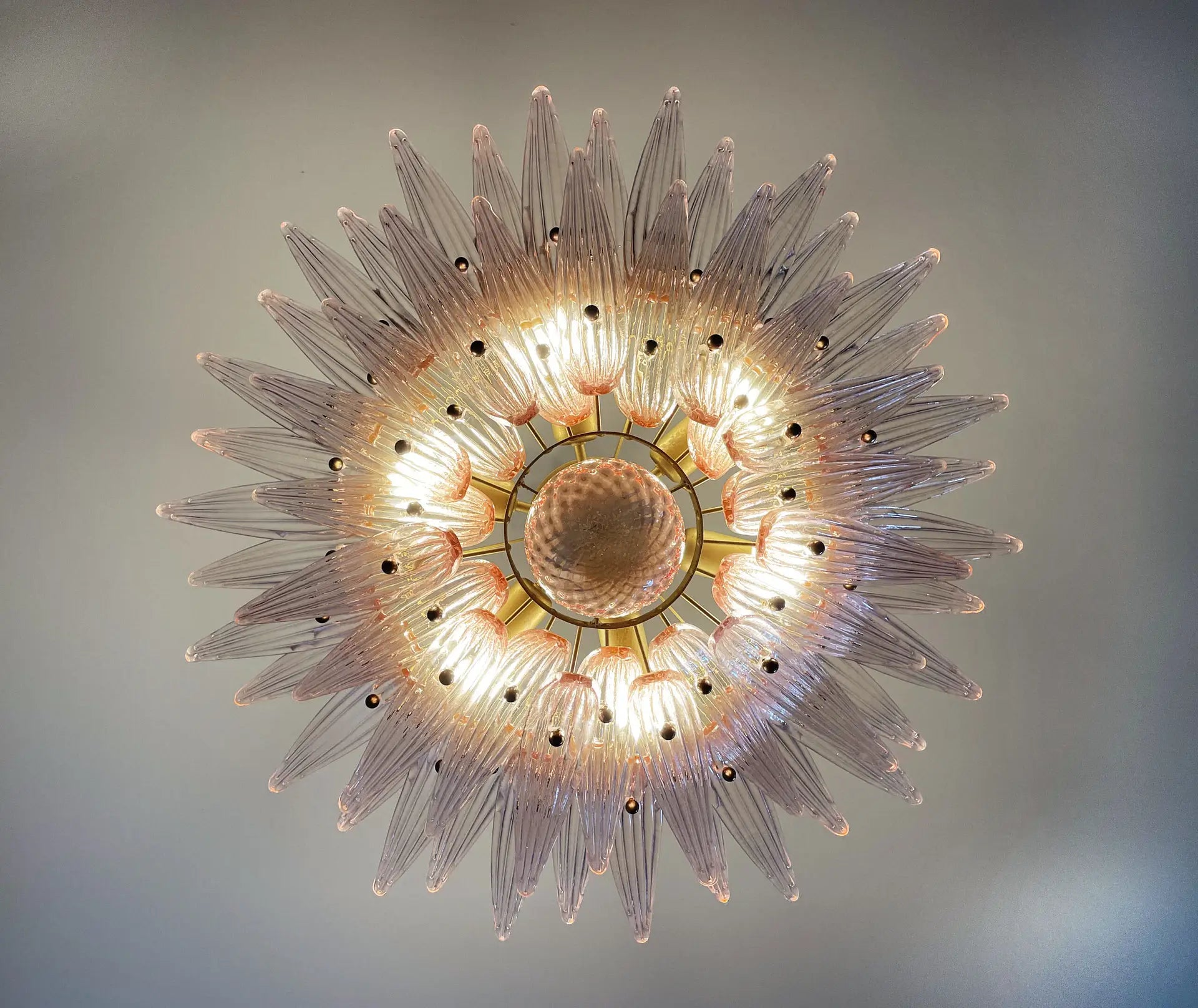 Murano Chandelier – 58 Pink Palmette Glass – detail 8 – Murano Classics