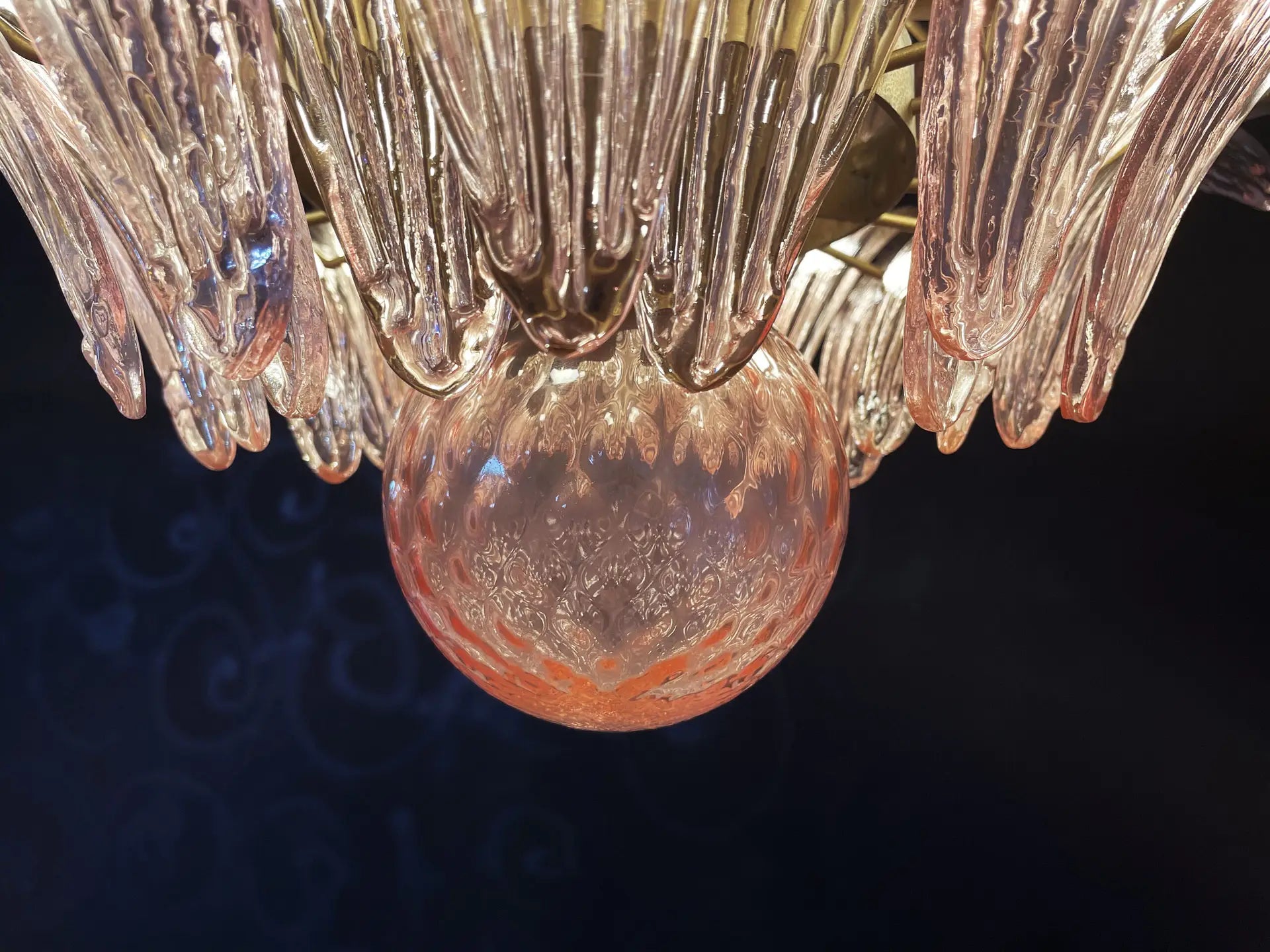 Murano Chandelier – 58 Pink Palmette Glass – detail 7 – Murano Classics