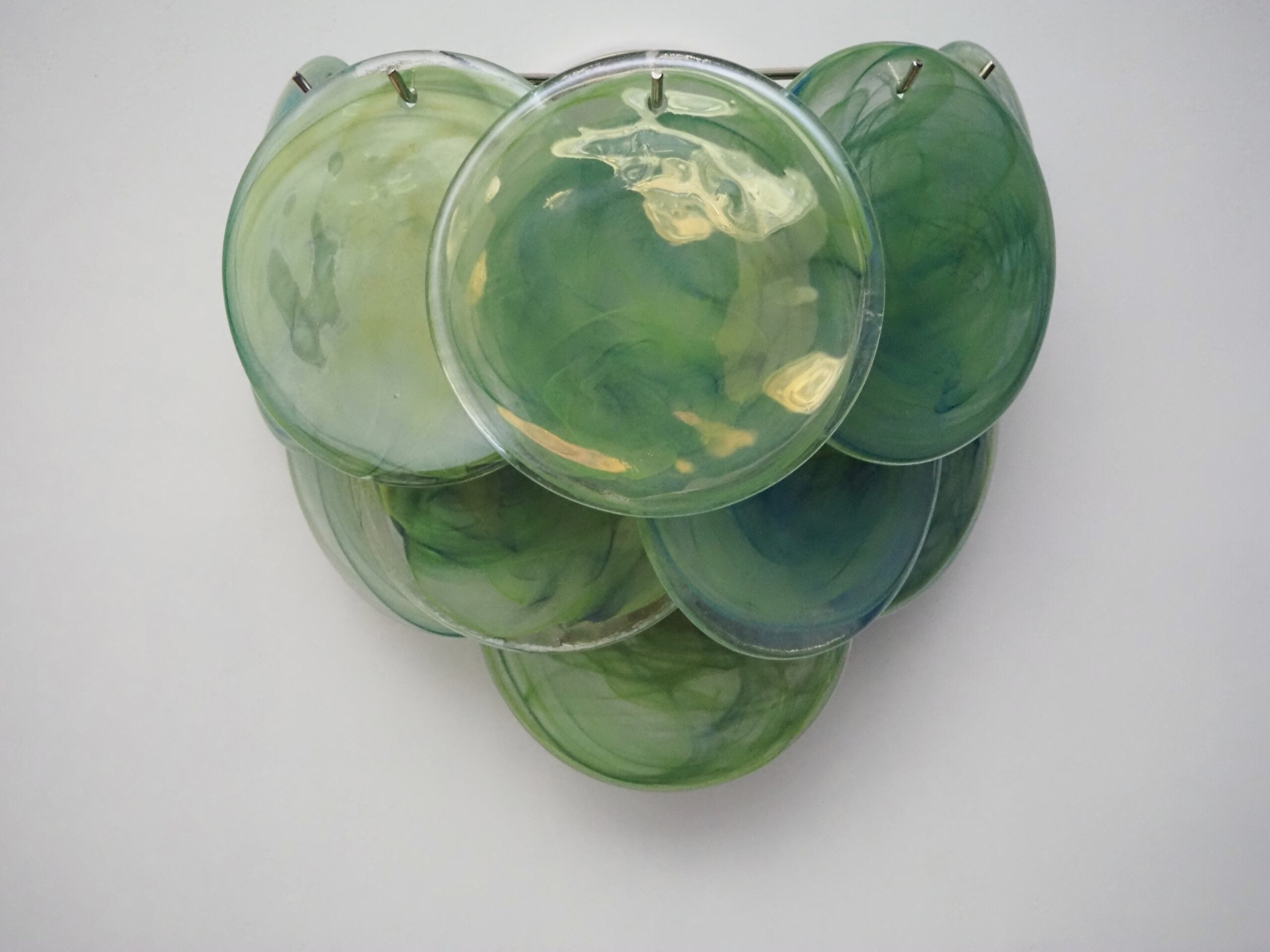 Murano Wall Lamp | 10 Alabaster Green Disc Glass | Set of 2