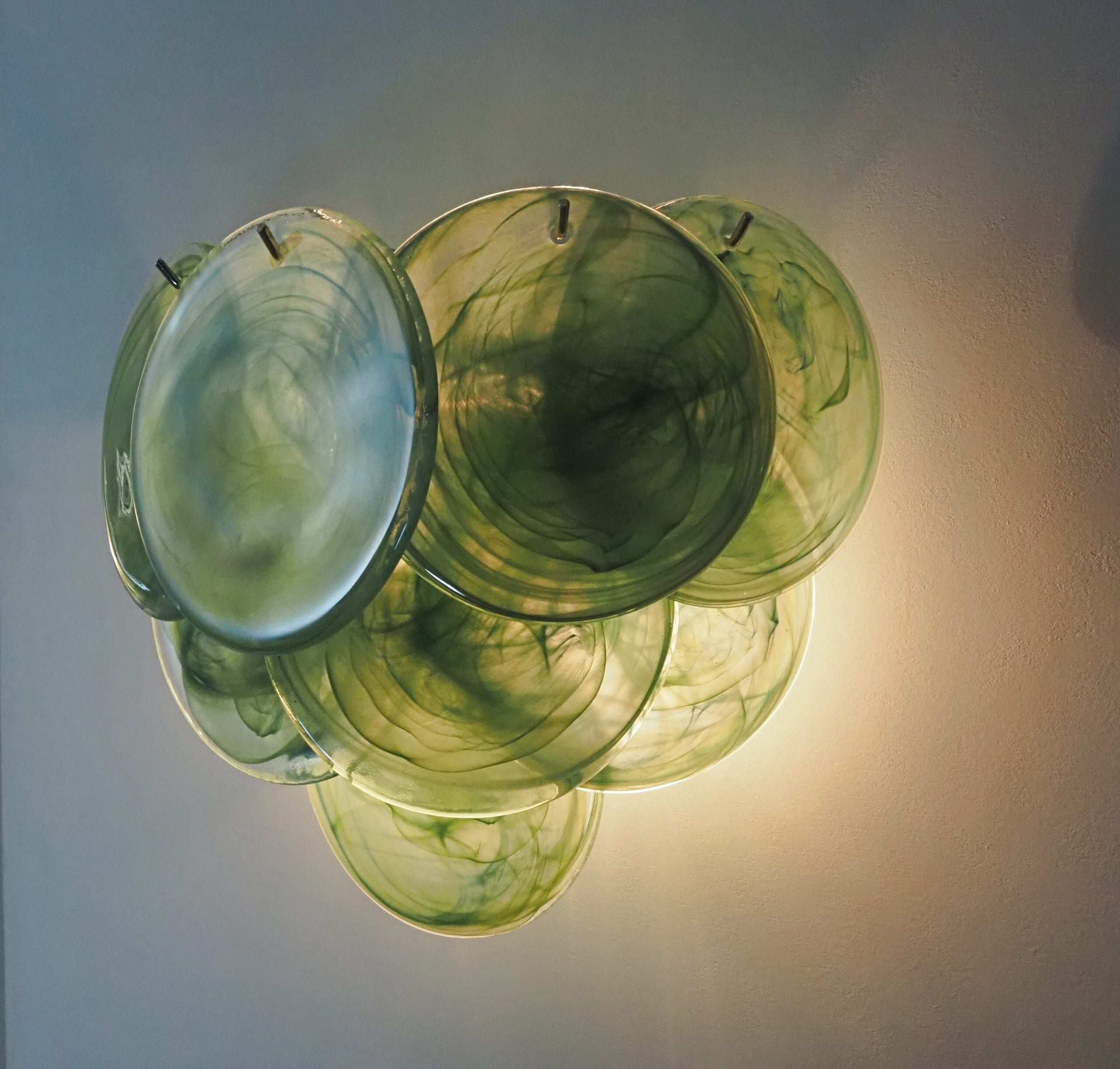 Murano Wall Lamp | 10 Alabaster Green Disc Glass | Set of 2