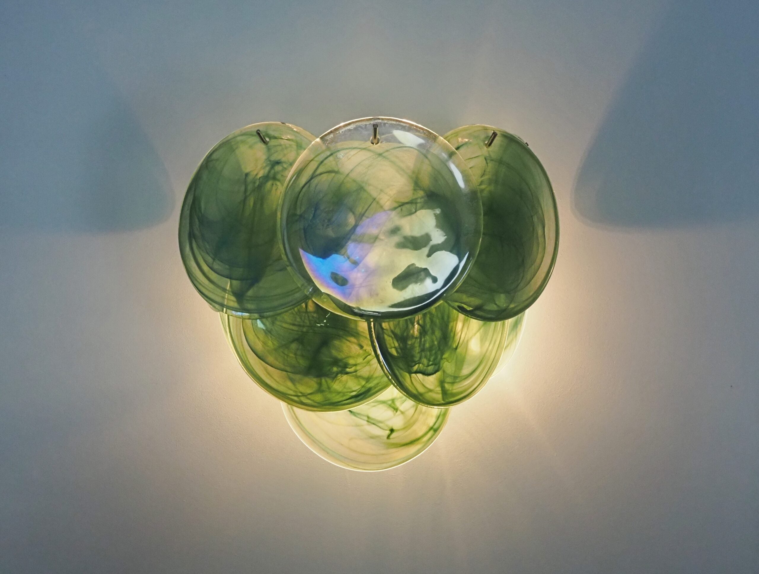 Murano Wall Lamp | 10 Alabaster Green Disc Glass | Set of 2