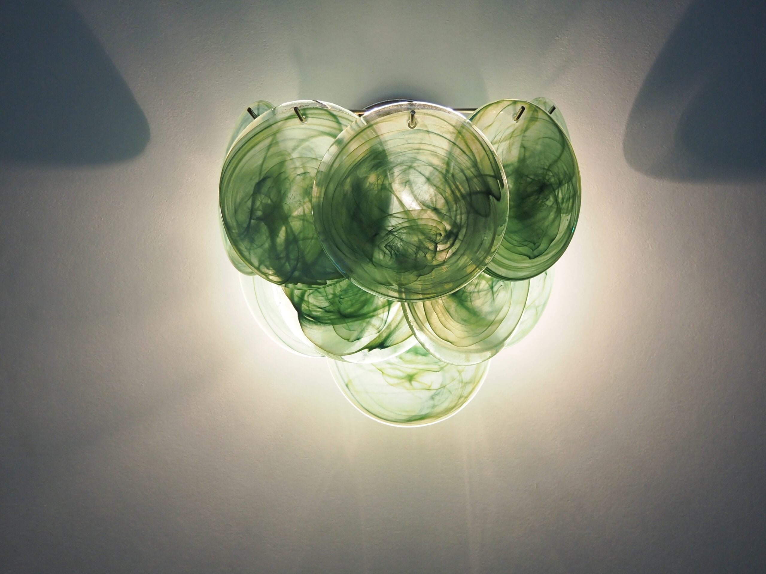 Murano Wall Lamp | 10 Alabaster Green Disc Glass | Set of 2