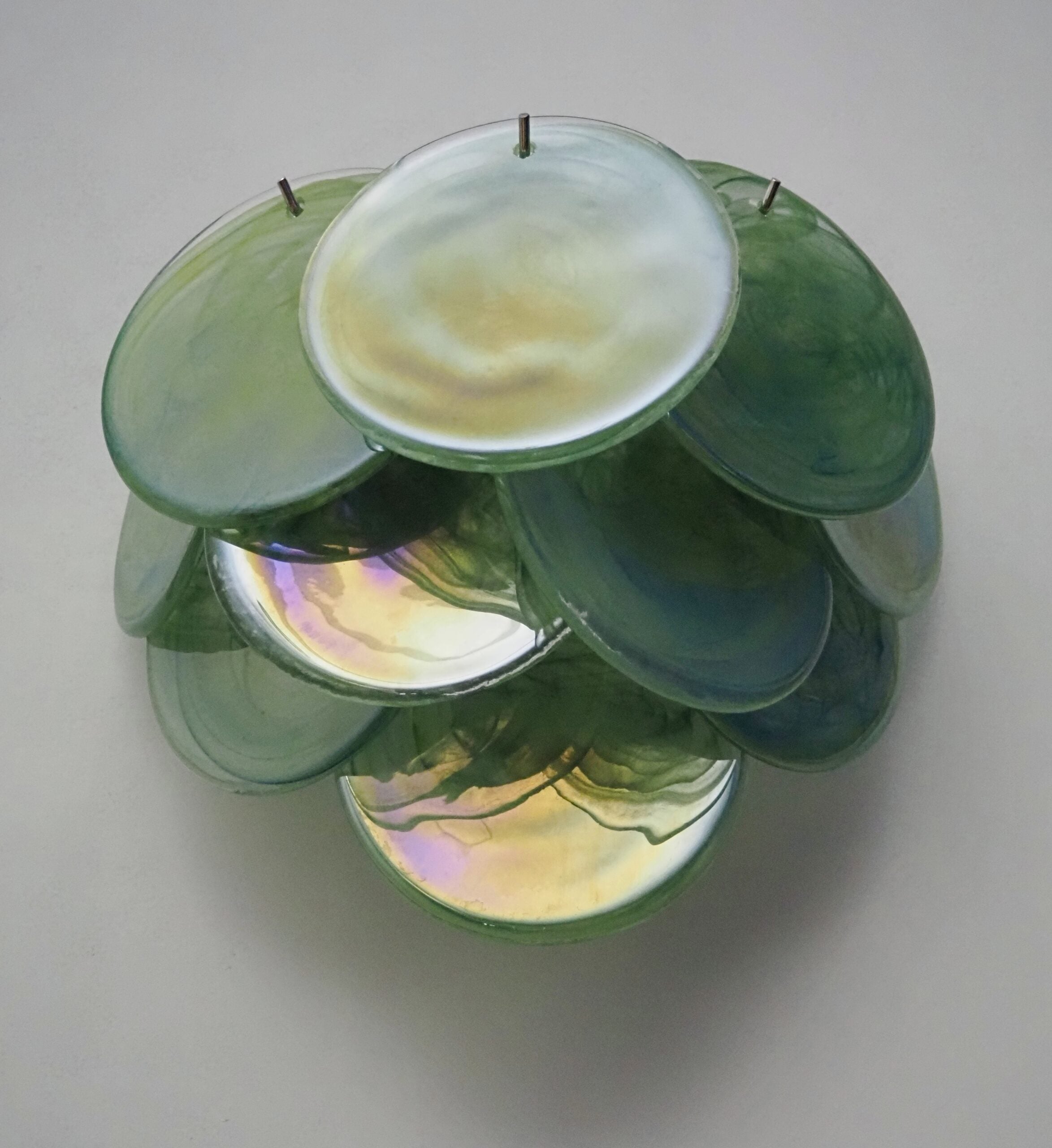 Murano Wall Lamp | 10 Alabaster Green Disc Glass | Set of 2