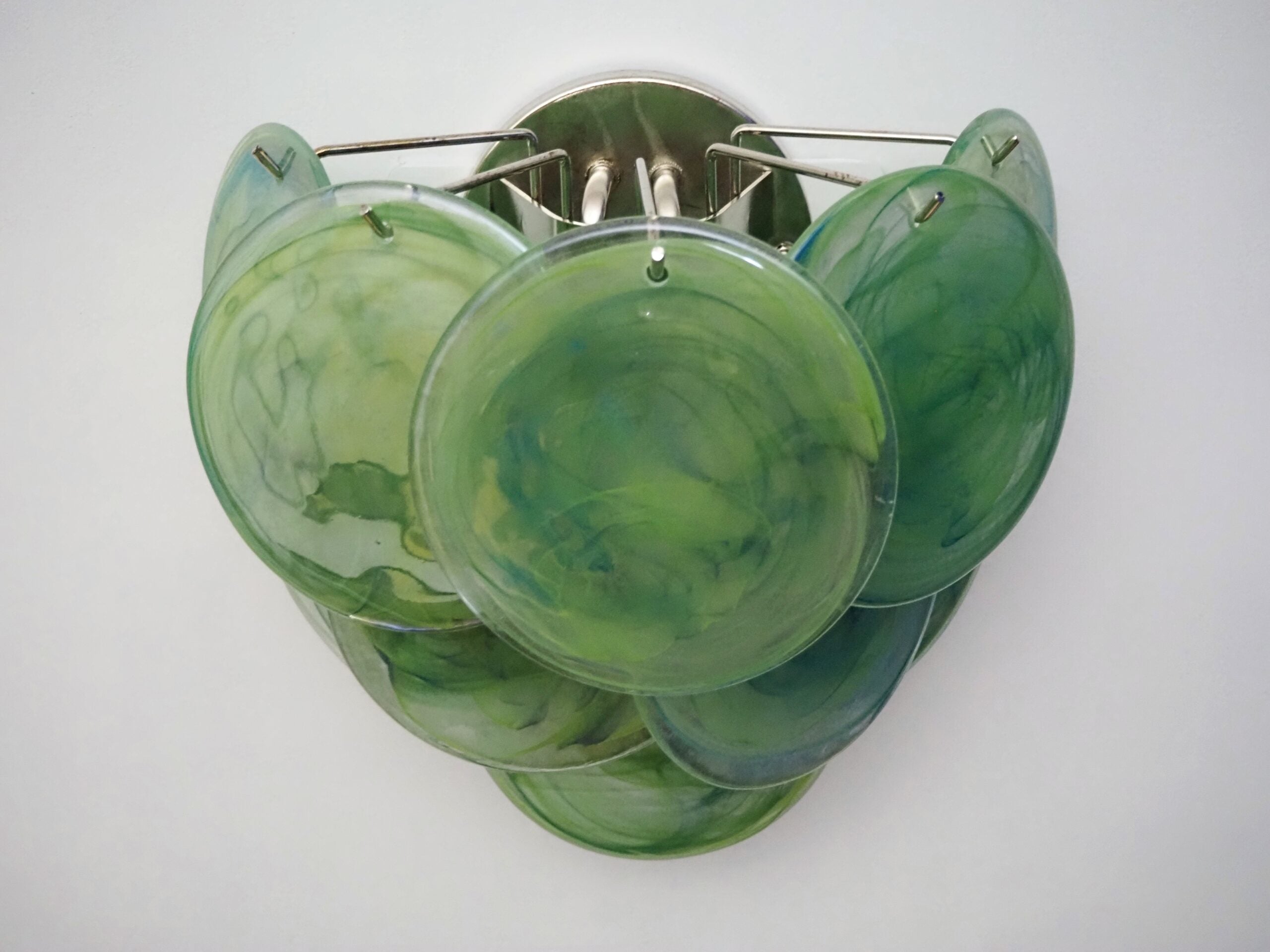 Murano Wall Lamp | 10 Alabaster Green Disc Glass | Set of 2