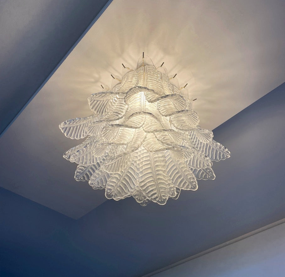 Murano Chandelier – 32 Clear Felci Glass – detail 4 – Murano Classics
