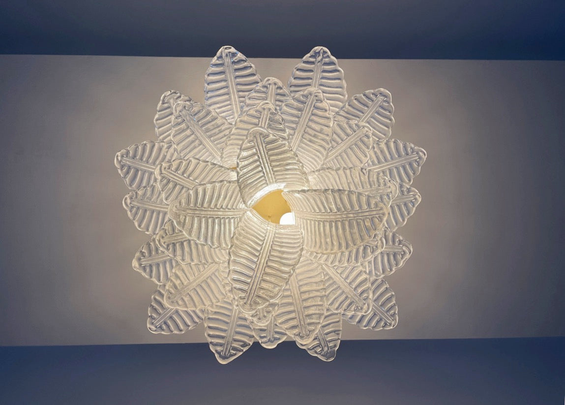 Murano Chandelier – 32 Clear Felci Glass – detail 3 – Murano Classics