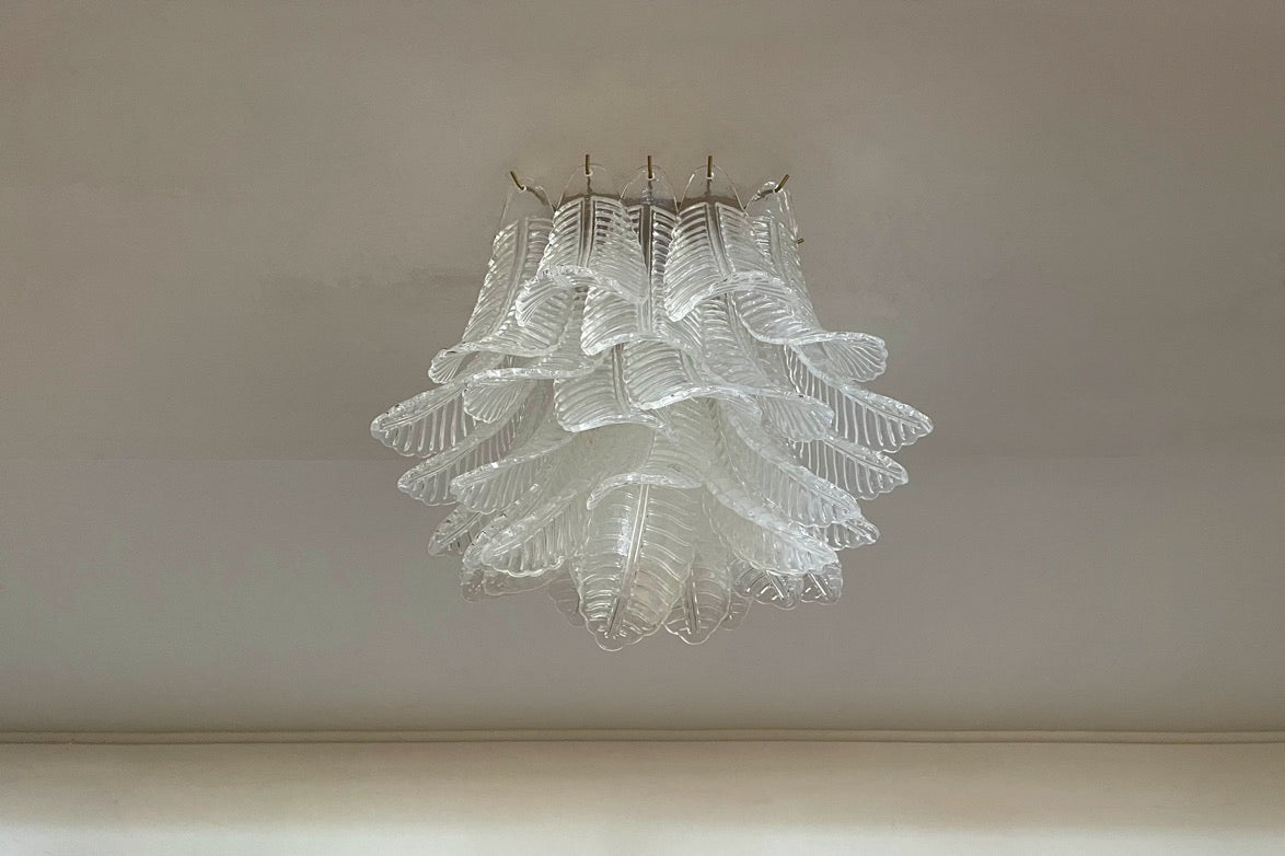 Murano Chandelier – 32 Clear Felci Glass – detail 9 – Murano Classics