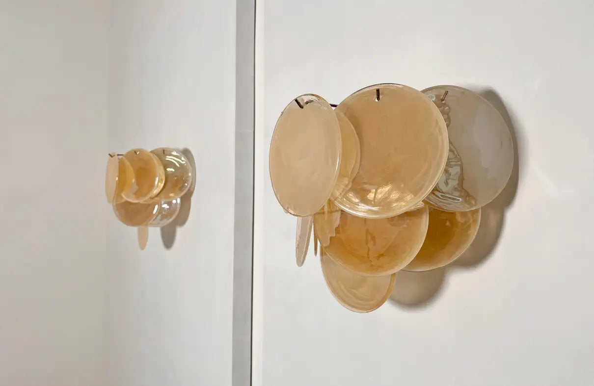 Murano Wall Lamp – 10 Alabaster Gold Disc Glass – Set of 2 – detail 3 – Murano Classics