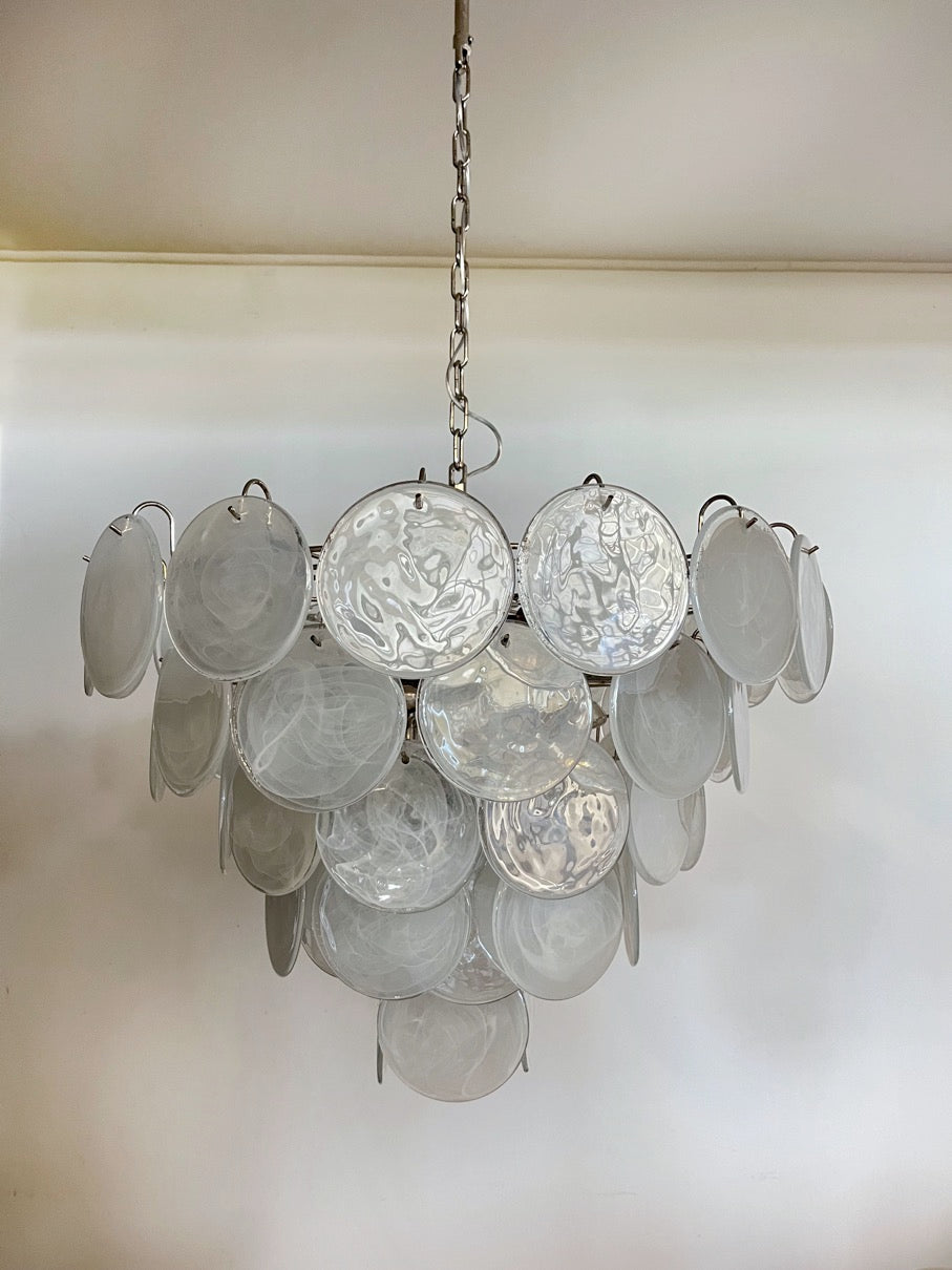 Lampadario Murano – 57 Vetri a Dischi Bianchi – Murano Classics