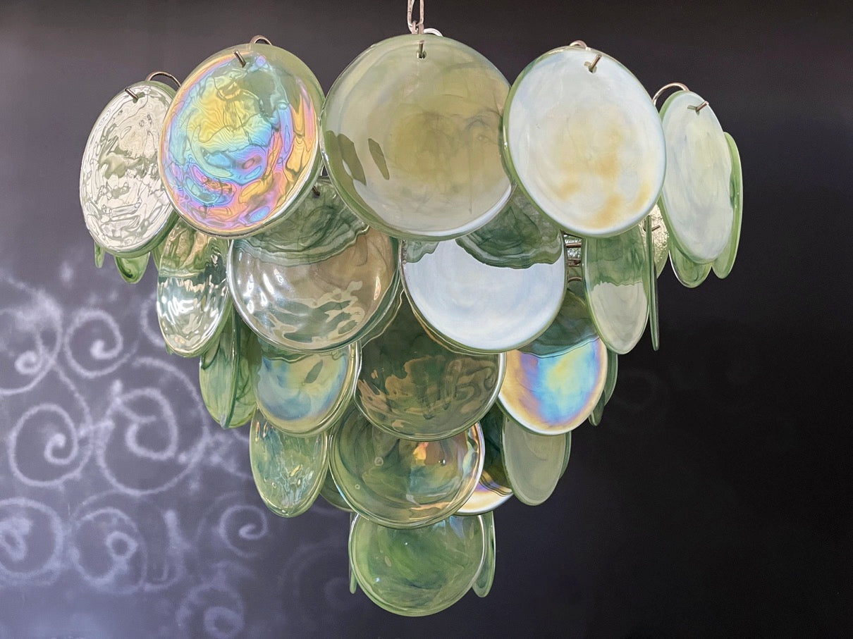 Murano Chandelier – 57 Green Disc Glass Elements – detail 2 – Murano Classics