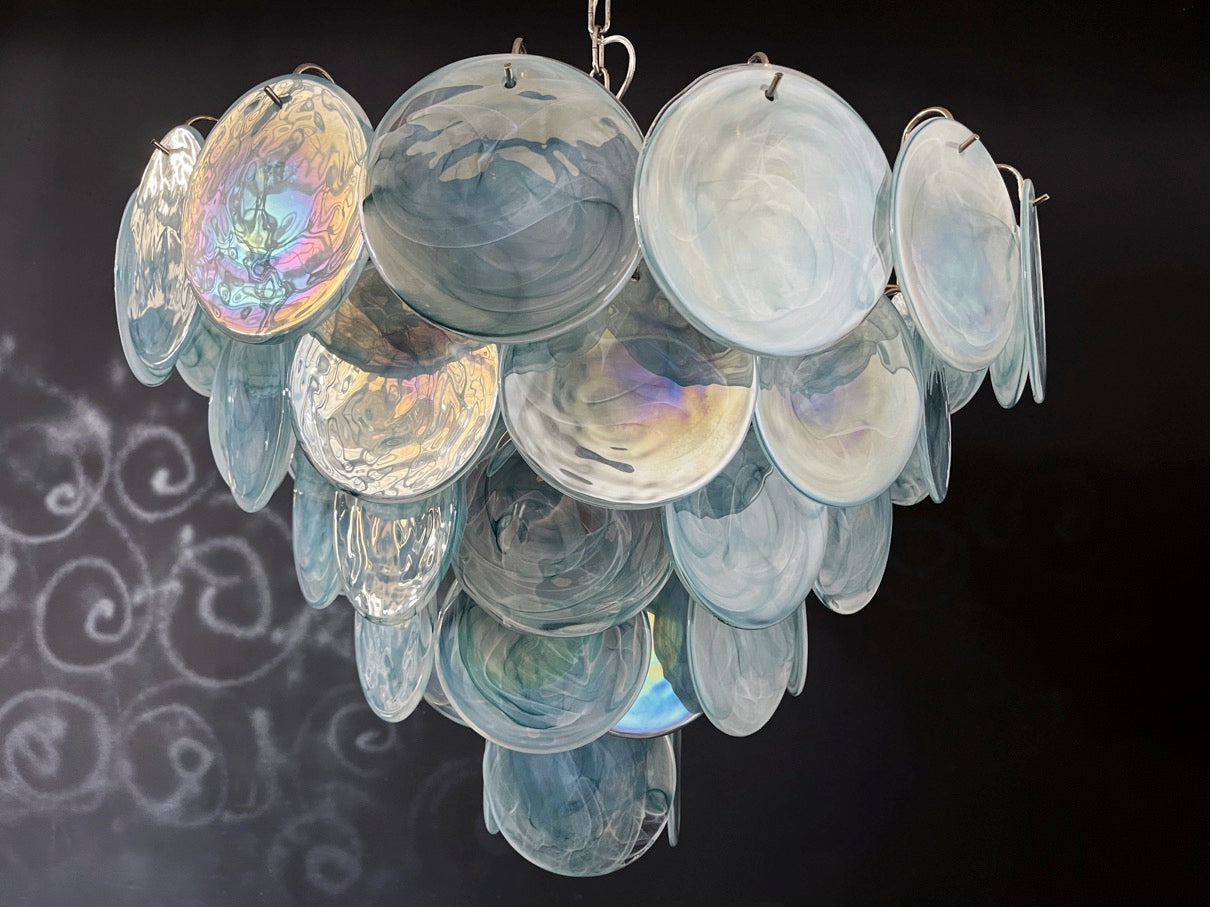 Murano Chandelier – 57 Blue Alabaster Disc Glass – detail 5 – Murano Classics
