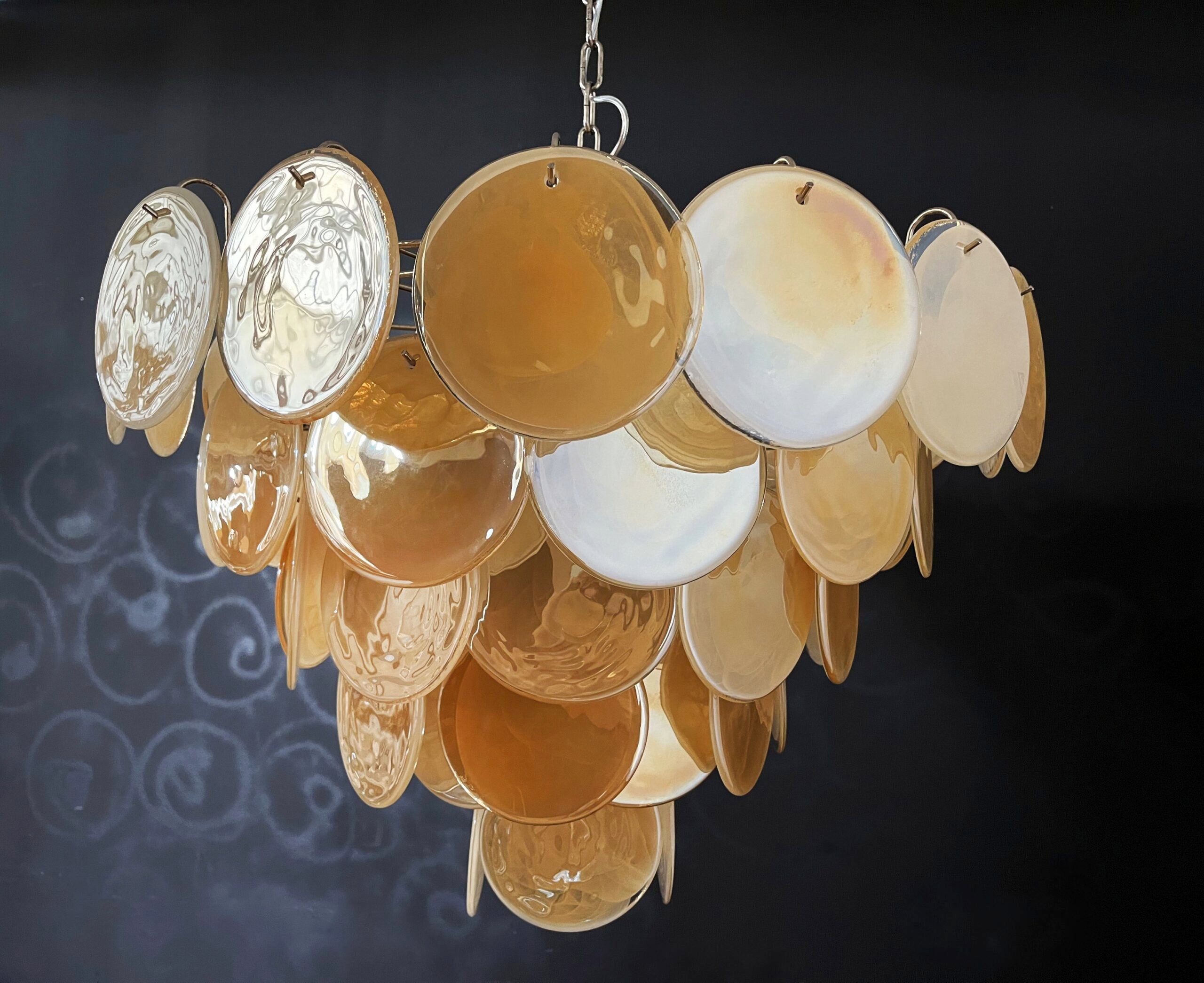 Murano Chandelier – 57 Yellow Disc Glass – detail 2 – Murano Classics
