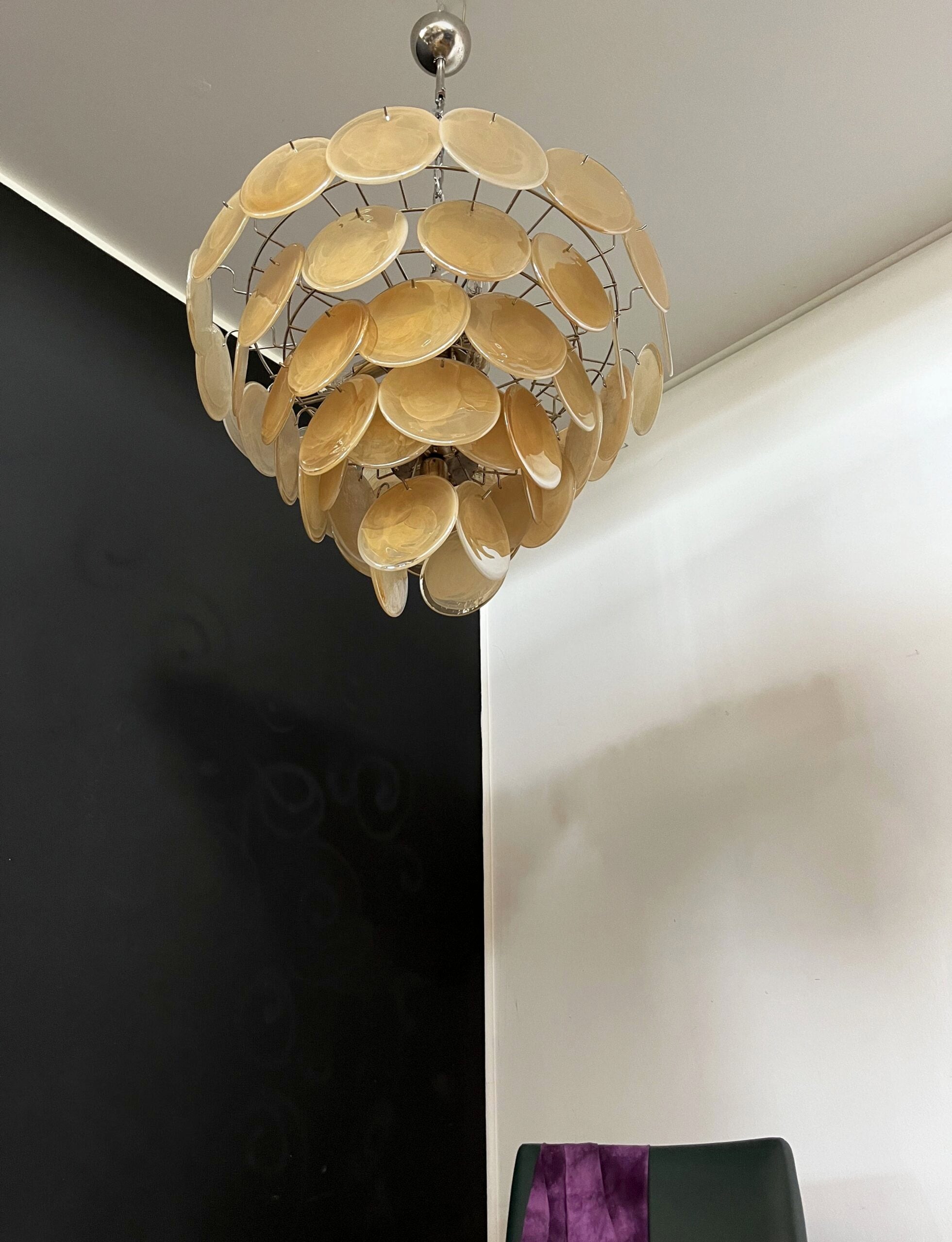 Murano Chandelier – 57 Yellow Disc Glass – detail 5 – Murano Classics