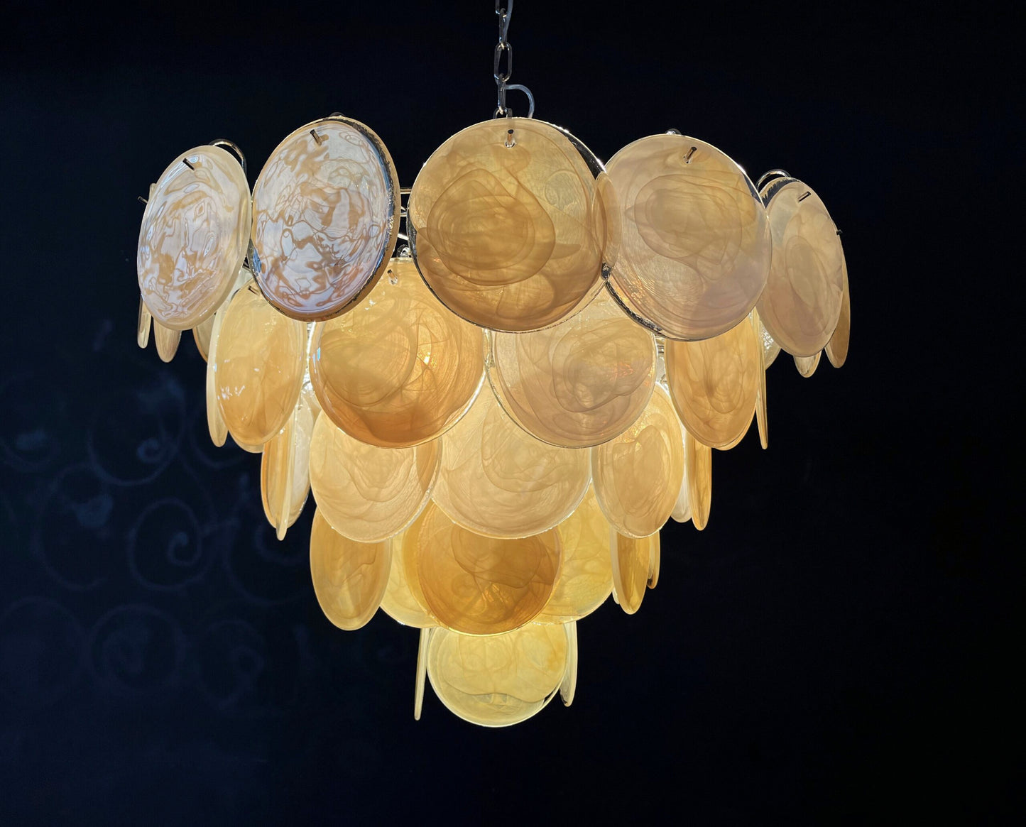 Murano Lysekrone | 57 Gule Glassdisker