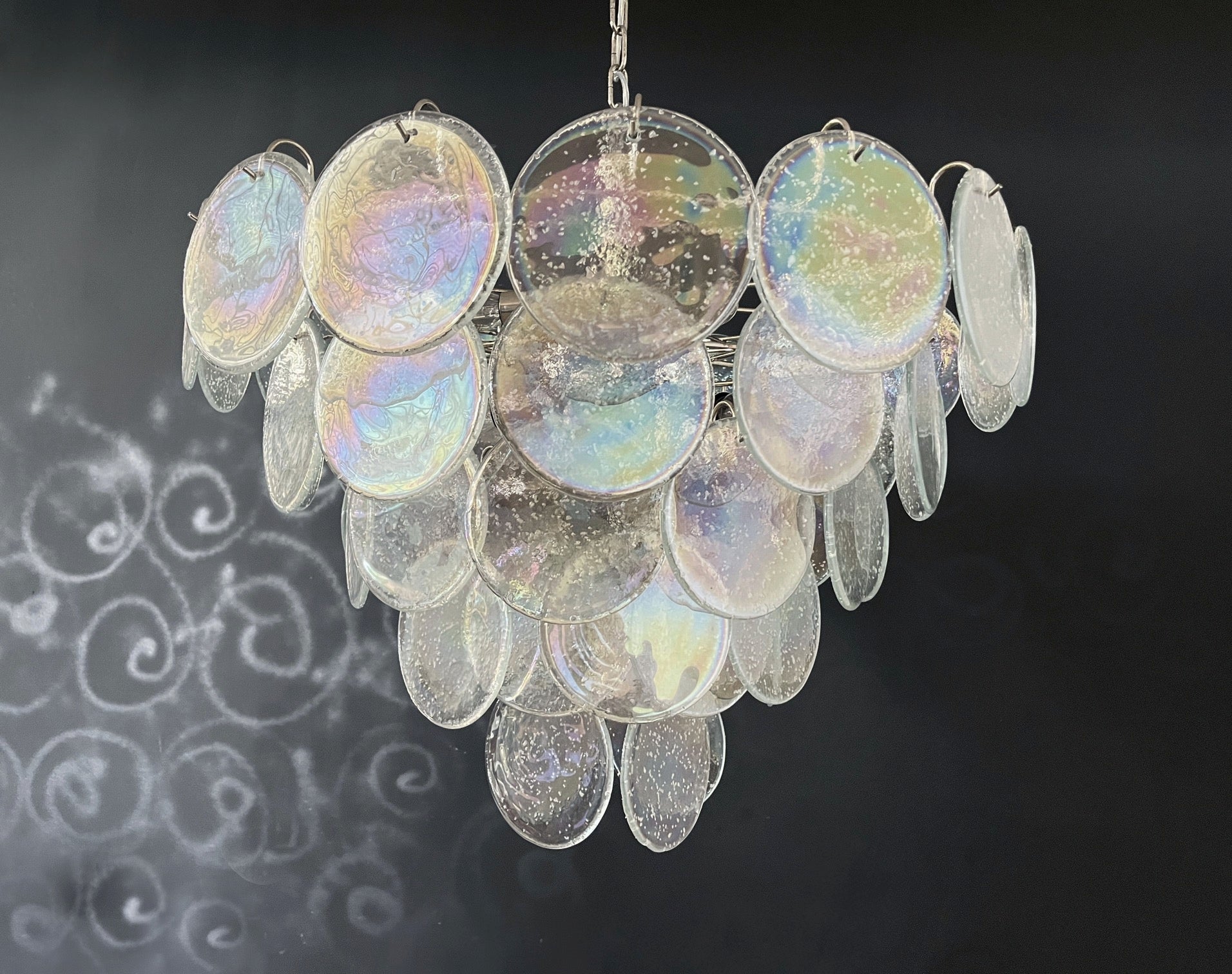 Murano Chandelier – 57 Iris Clear Disc Glass – detail 3 – Murano Classics