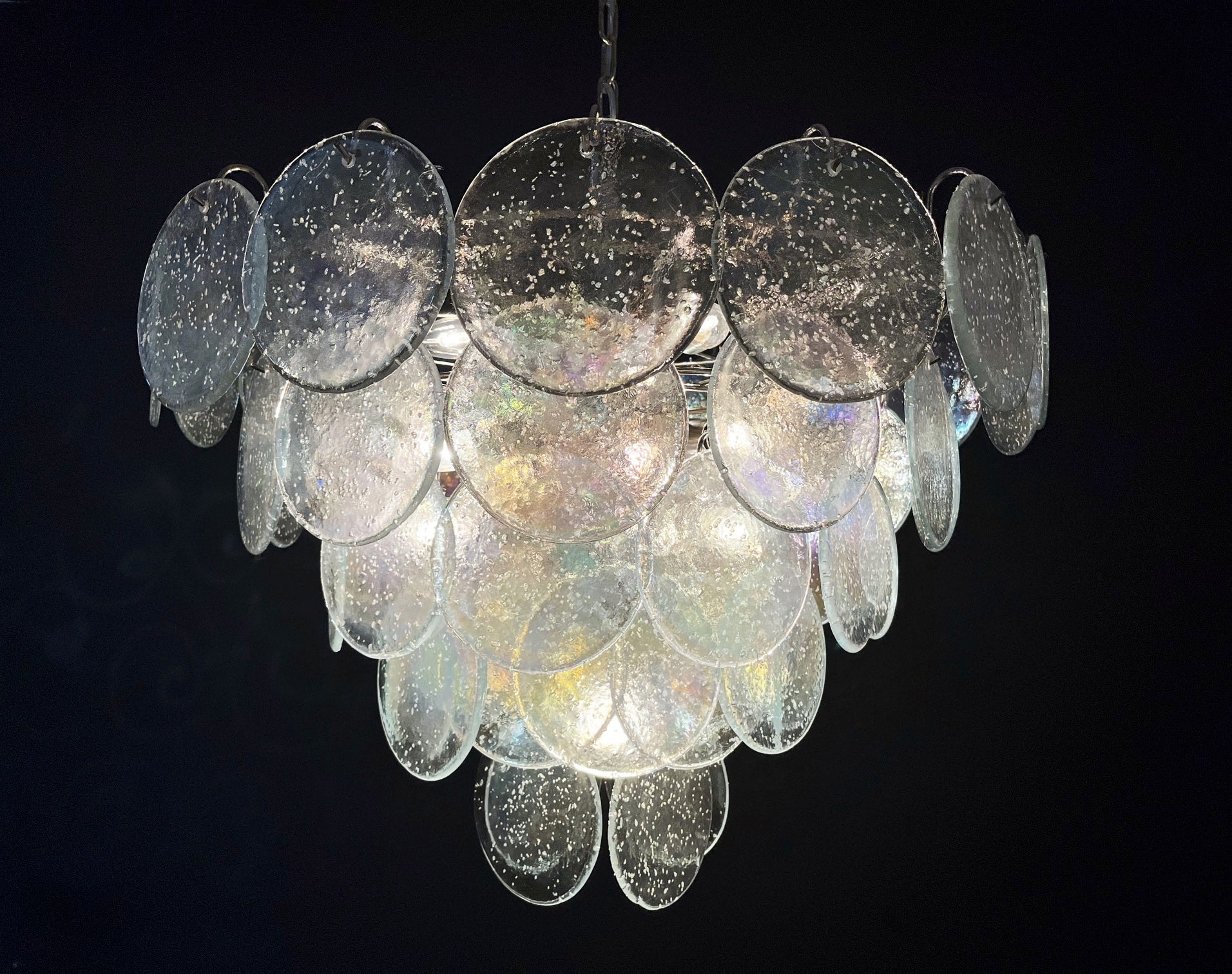 Murano Chandelier – 57 Iris Clear Disc Glass – detail 2 – Murano Classics