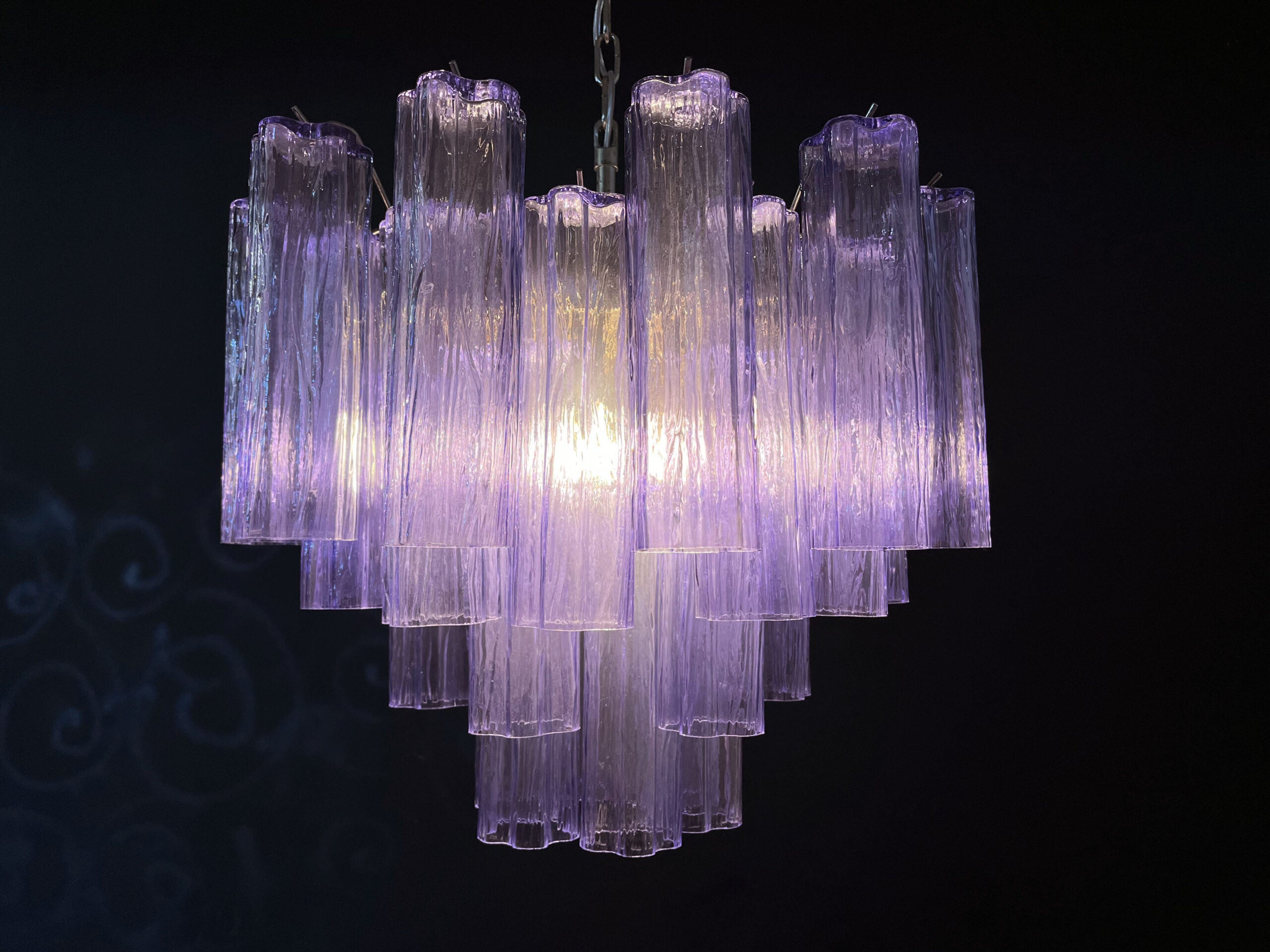 Murano Kroonluchter – 36 Paars Buisglas – detail 2 – Murano Classics