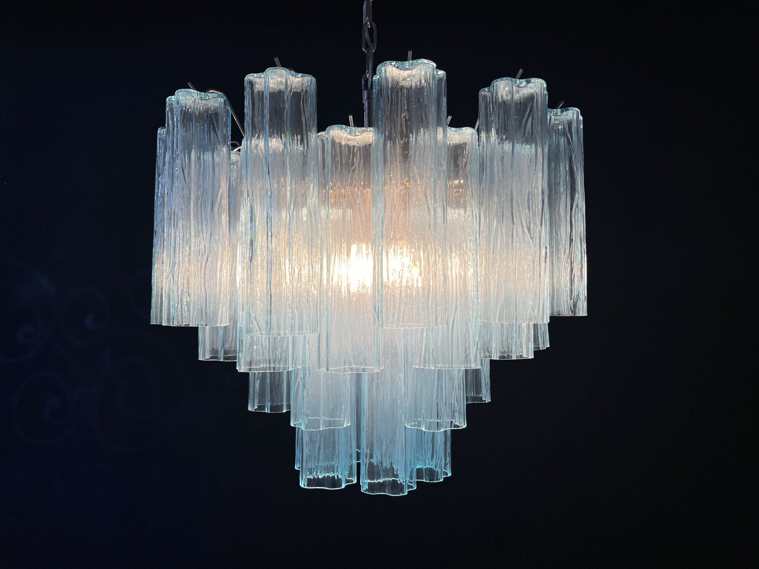 Murano Chandelier – 36 Blue Tube Glass – Murano Classics