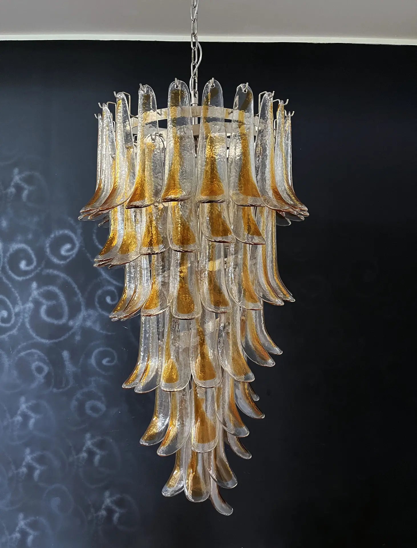 Murano Kroonluchter – 83 Heldere en Gele Bloemblaadjeglazen – detail 2 – Murano Classics