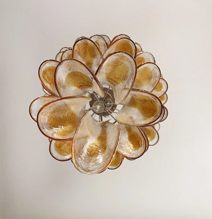 Murano Chandelier | 83 Clear and Yellow Cone Leaf Glasses