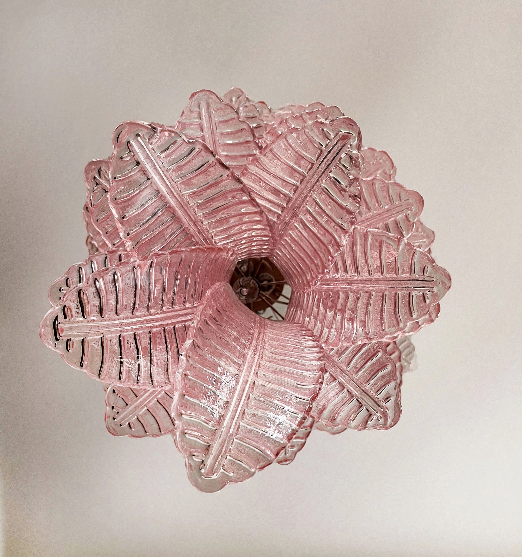 Murano Chandelier – 83 Pink Felci Glass – detail 1 – Murano Classics