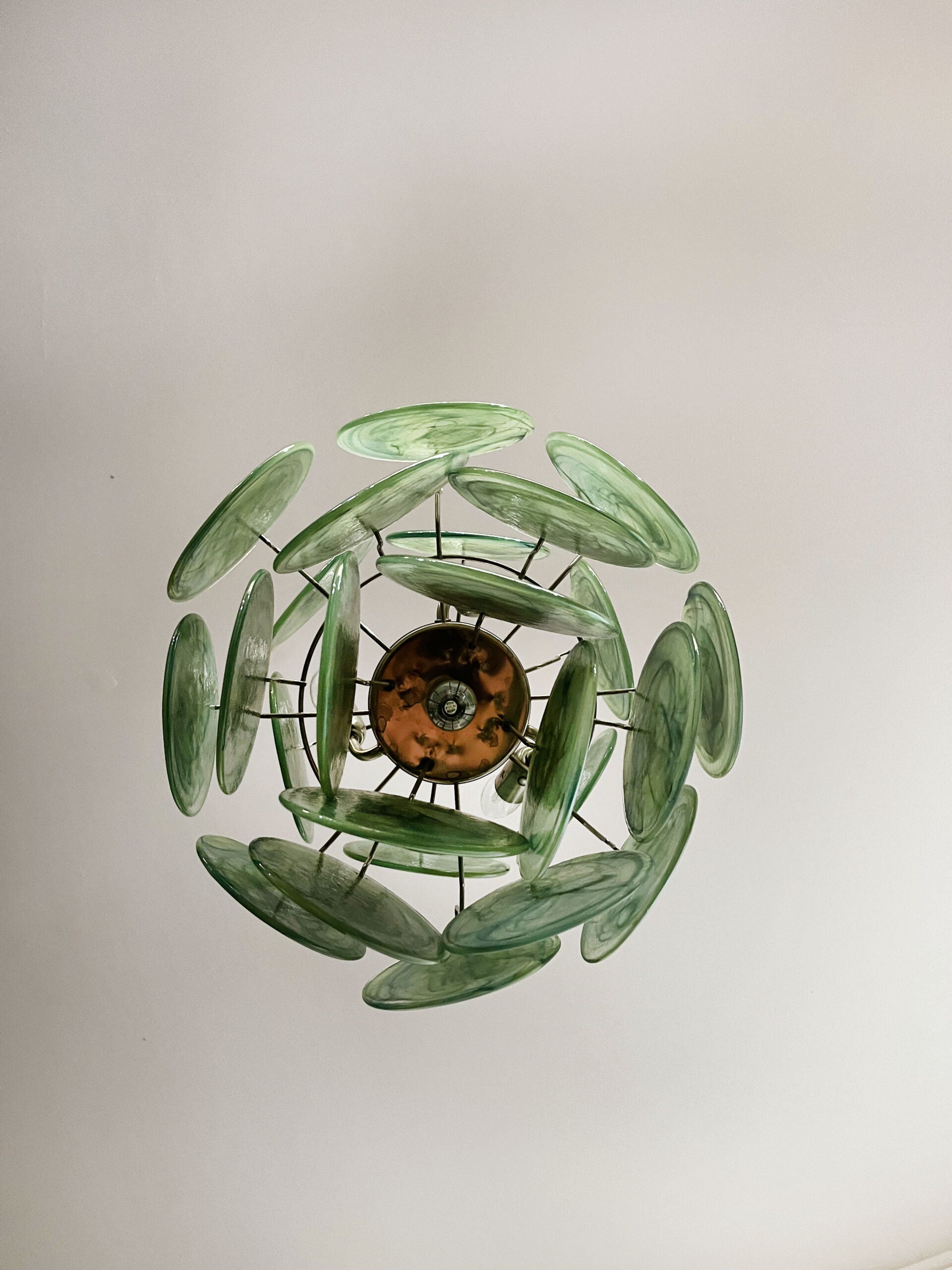 Murano Lysekrone | 24 Grønne Glassdisker