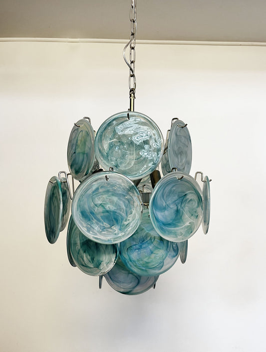 Murano Lysekrone | 24 Blå Glassdisker