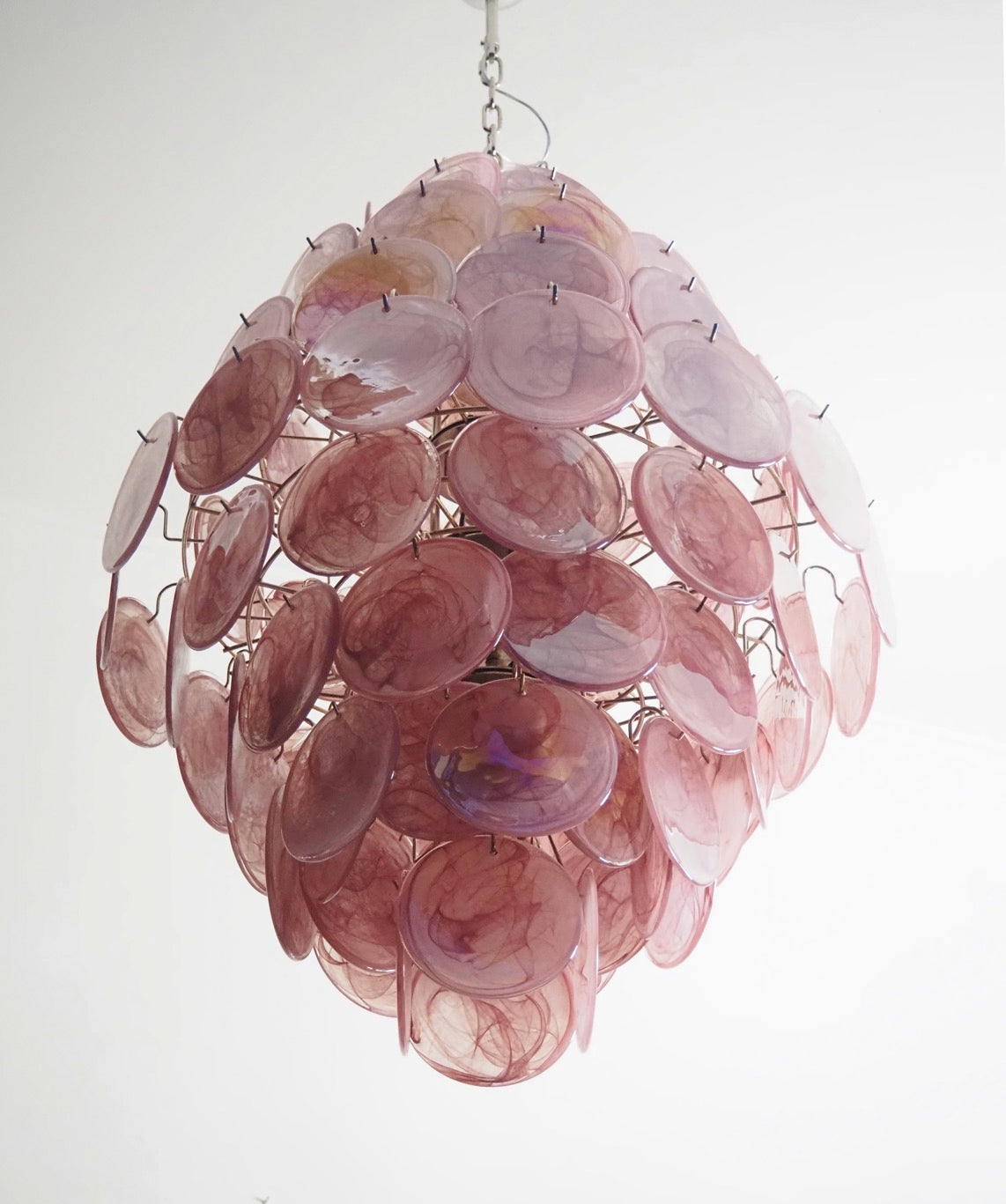Murano Chandelier – 87 Pink Disc Glass – detail 7 – Murano Classics