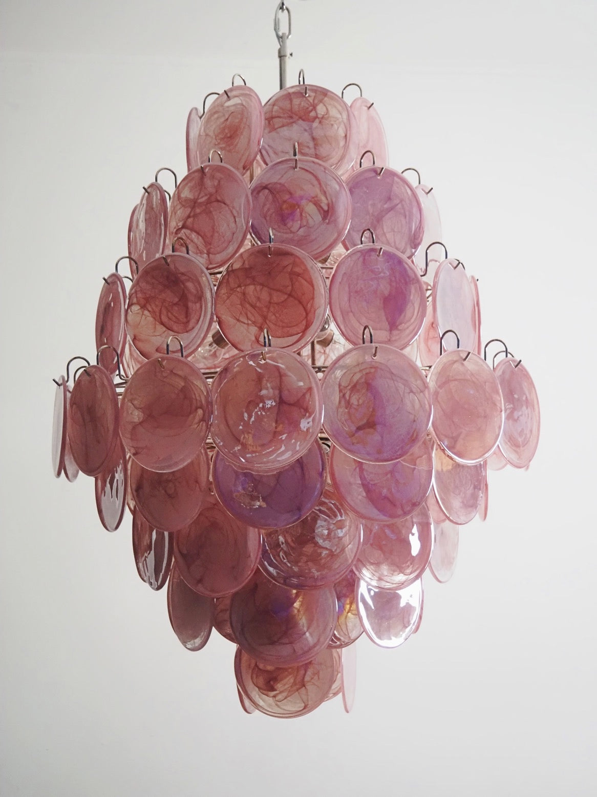 Murano Chandelier – 87 Pink Disc Glass – detail 6 – Murano Classics
