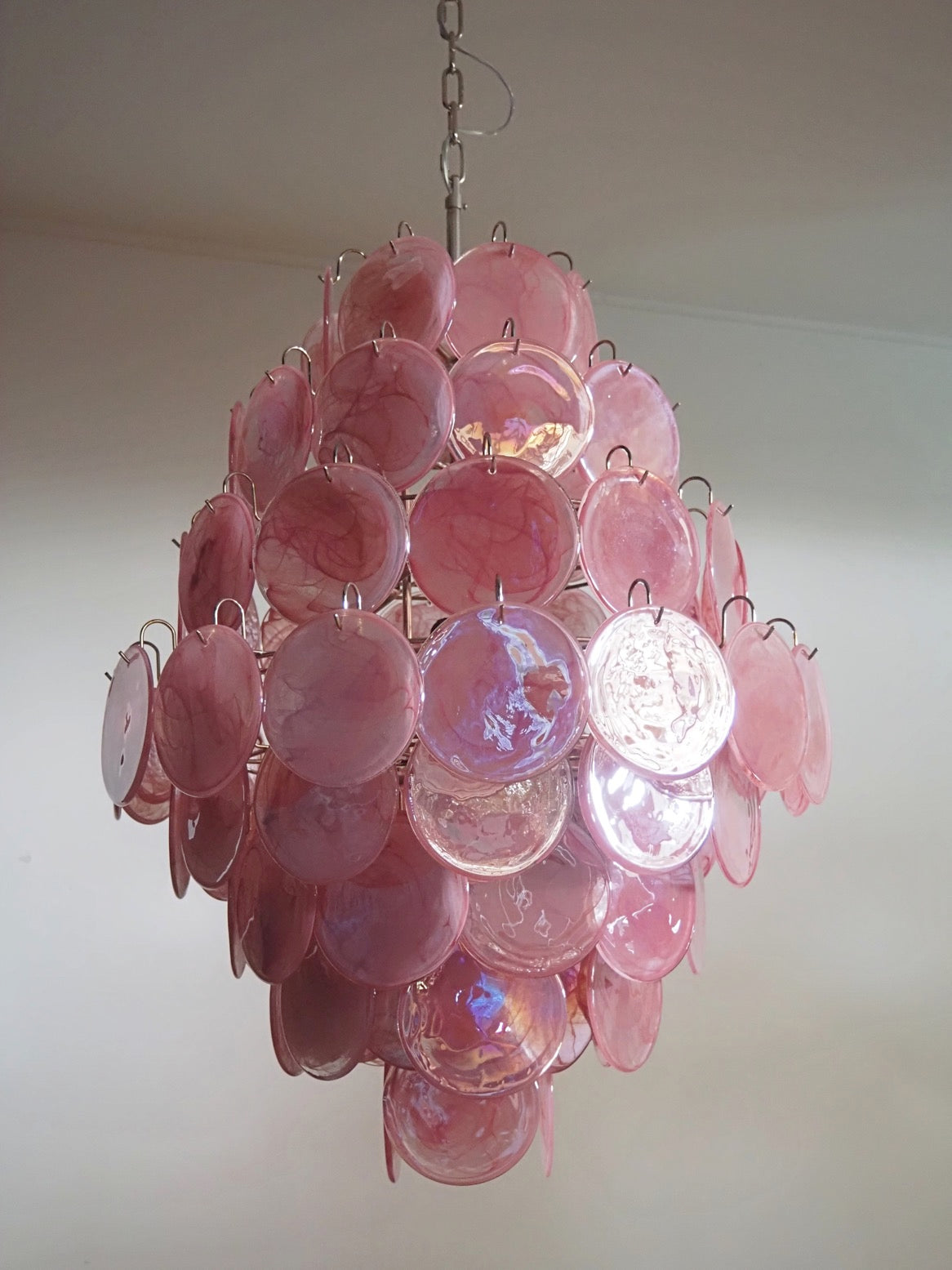Lampadario Murano – 87 Vetri a Dischi Rosa – Murano Classics