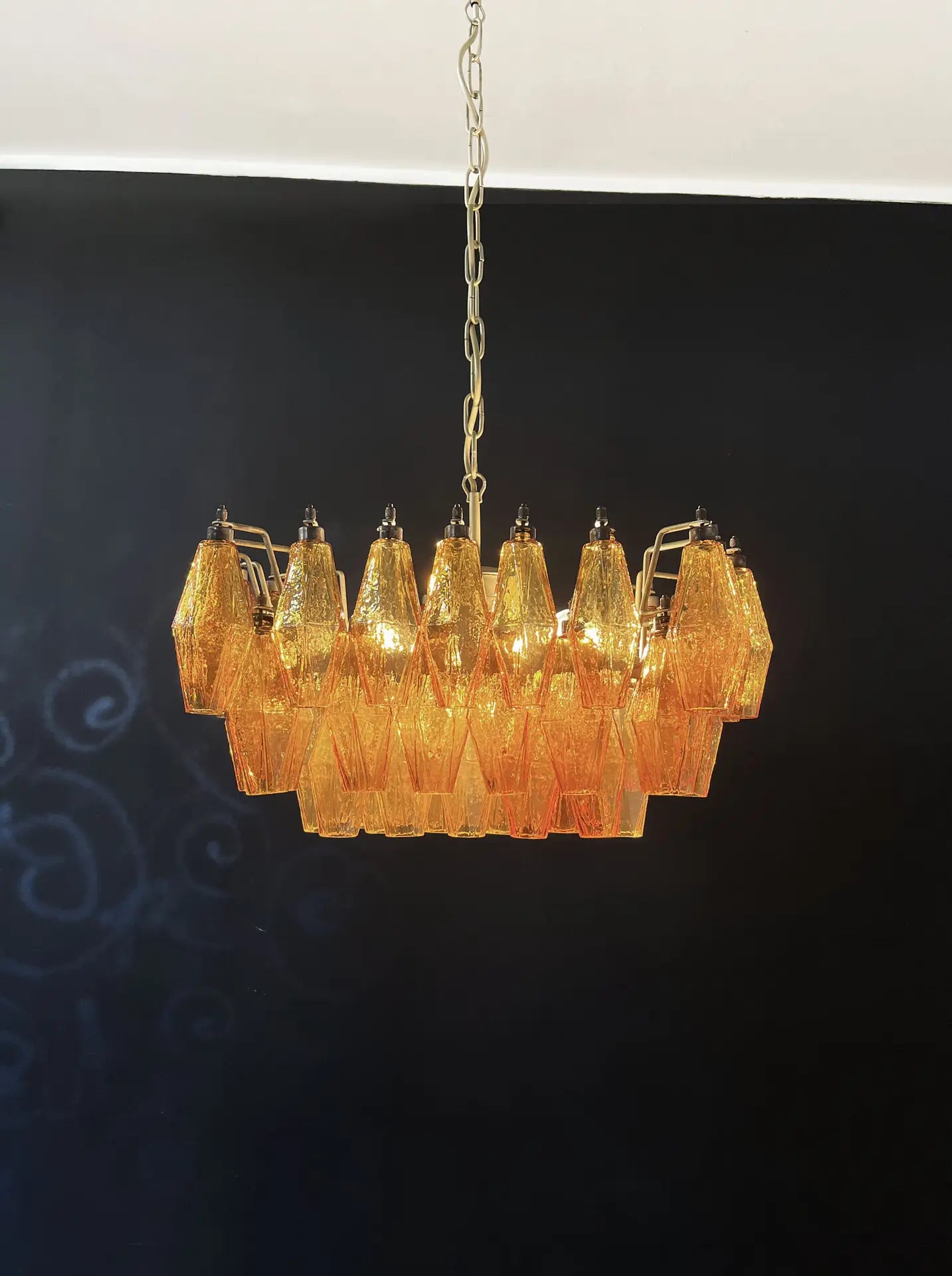 Murano Chandelier | 56 Yellow polyhedral glasses