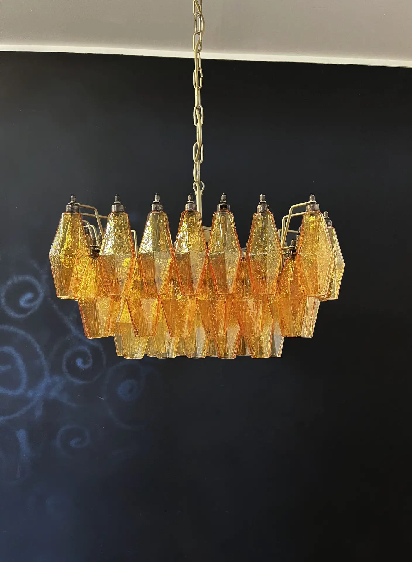 Murano Chandelier – 56 Yellow Poliedri Glass – detail 3 – Murano Classics