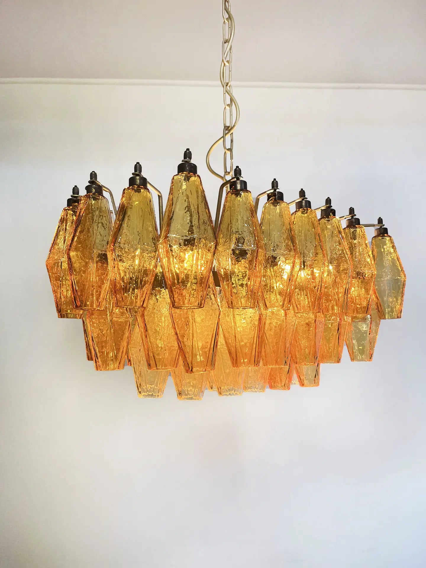 Murano Chandelier – 56 Yellow Poliedri Glass – detail 6 – Murano Classics