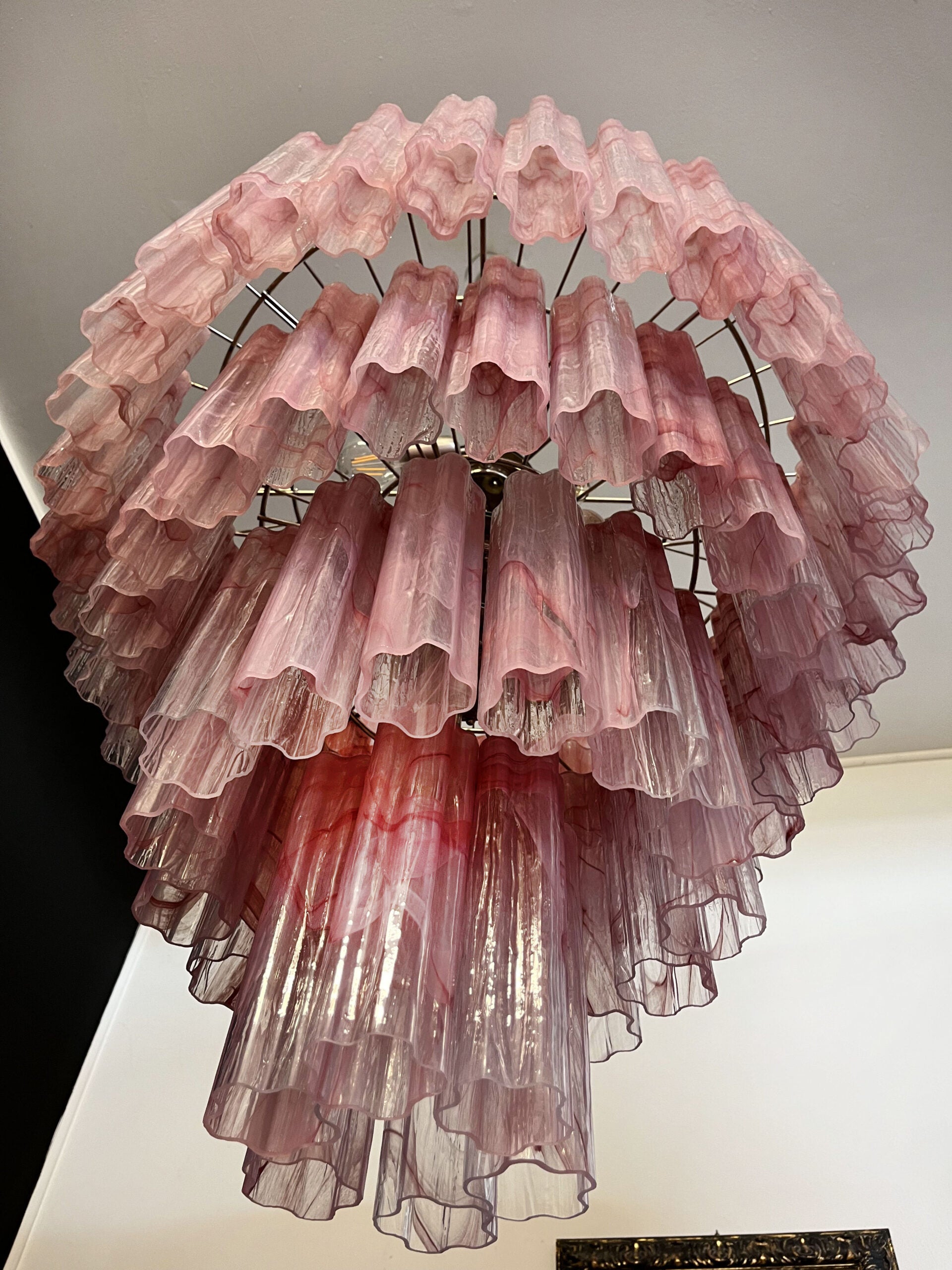 Murano Chandelier – 78 Pink Alabaster Glass Tubes – detail 7 – Murano Classics